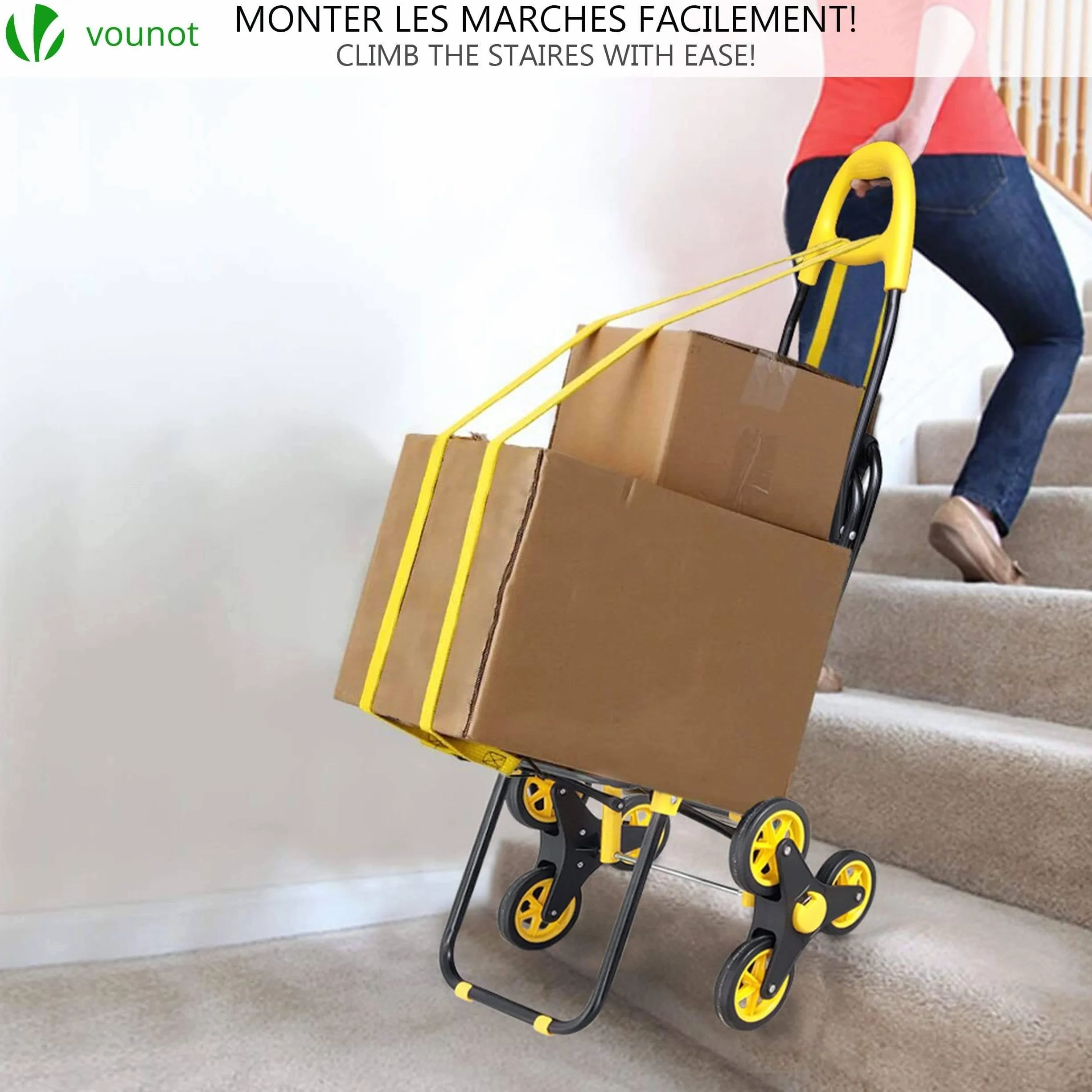 VOUNOT® Carrello Spesa Pieghevole con 3 Ruote e Seduta, Carrello Portaspesa per Saliscale con Borsa Termico, 40 L