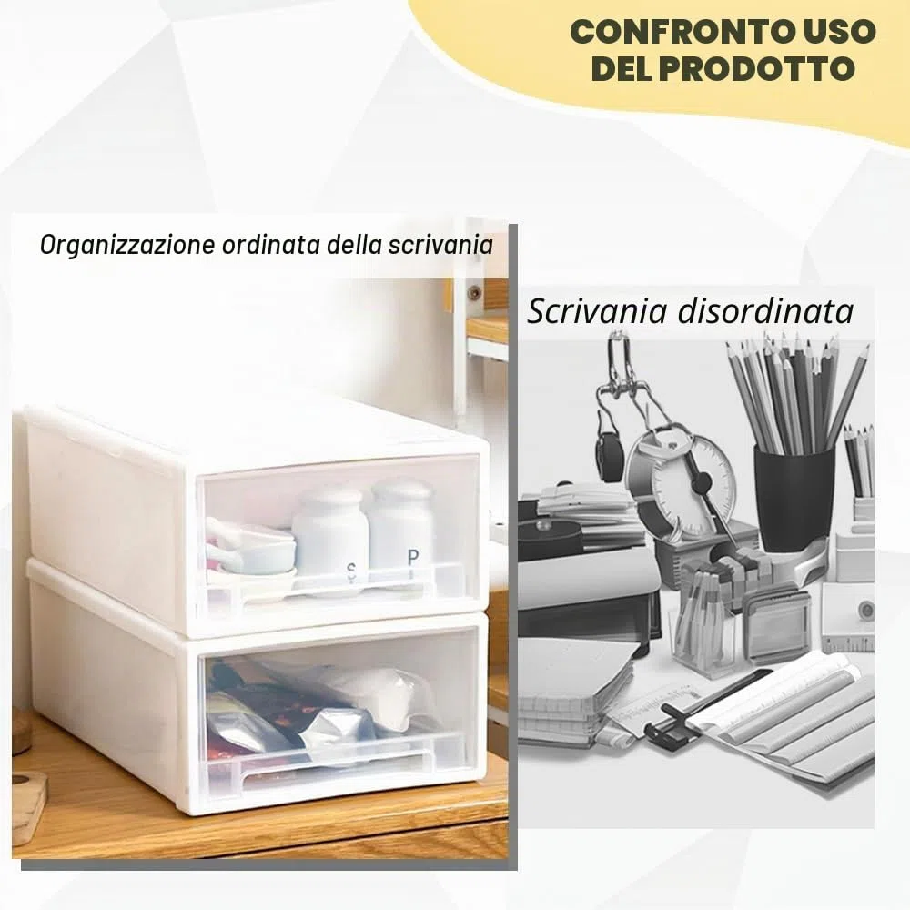 YunBey 2 Pezzi Cassettiera Impilabile Plastica Portaoggetti da Scrivania per Ufficio Cucina Sottolavello (27 x 19 x 10,5 cm)