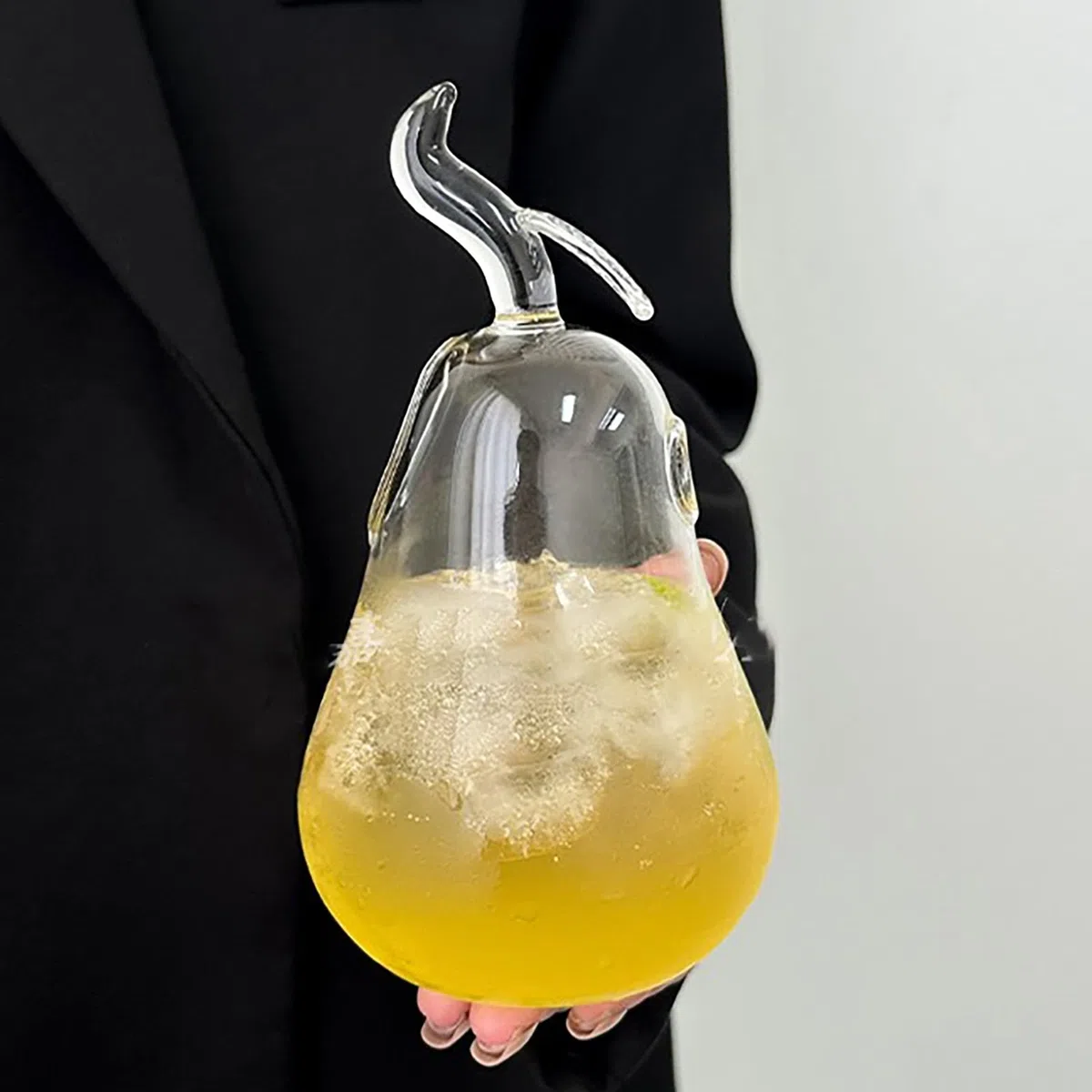Bicchiere da cocktail a forma di pera a mela, bicchiere da cocktail creativo con cannuccia, adatto per acqua, succhi di frutta, birra, bevande, cocktail e bevande miste (mela)
