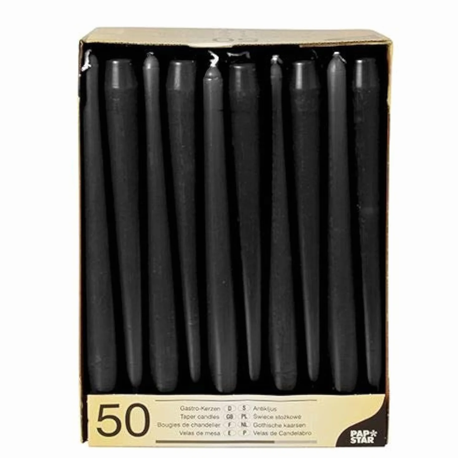 Papstar 10392 - 50 Candele per candelabro, diametro 2,2 - 25 cm, colore: Nero