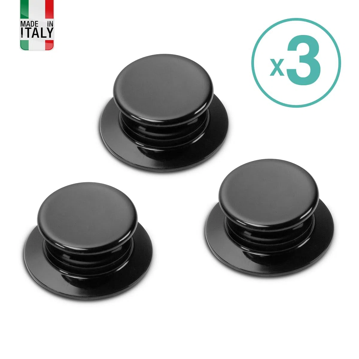 OPPAHA Pomello Universale per Coperchi Pentole 3 Pezzi con Filettatura 5 mm in Ottone e Bachelite Resistente al Calore Compatibile con Vari Marchi
