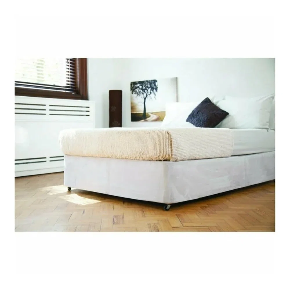 Rivestimento Base Letto Mantovana Giroletto in Lussuosa Finta Pelle Scamosciata Con Tessuto Su Tre Lati E Elastico Perimetrale Facile Da Installare (Grigio, 130x200x40cm)