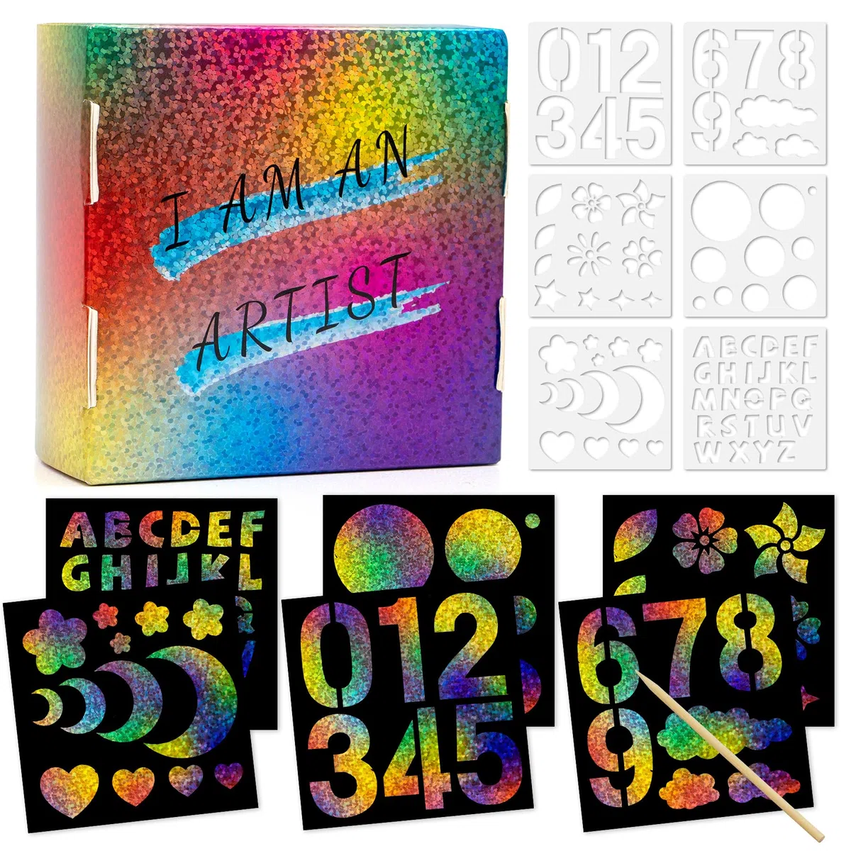 OPUHOHR 100 mini note di carta da grattare arcobaleno, carta da grattare con modello di pittura, kit fai da te per ragazze e ragazzi, compleanno, aula e giochi di feste