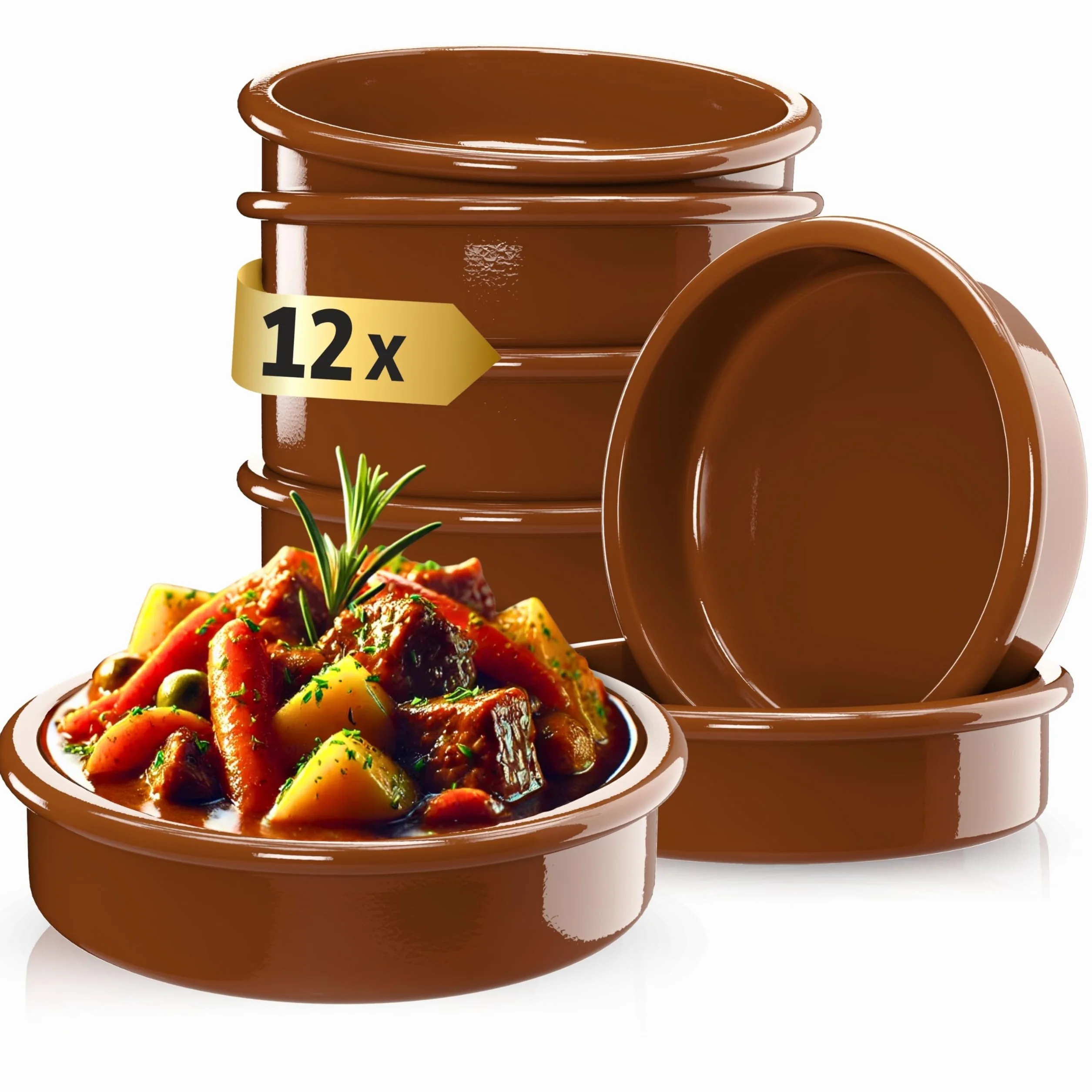 ToCi Set di 12 ciotole per tapas, 175 ml, in argilla mediterranea, diametro 11,5 cm, prodotti tradizionali in argilla spagnola