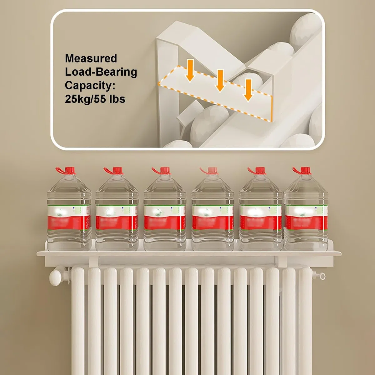 Mensola sopra Termosifone Mensola per Termosifone Rimovibile Senza Foratura Copri Termosifone Moderno da 15Cm di profondità, Copertura per Radiatore in Lega di Alluminio, Antipolvere 40cm