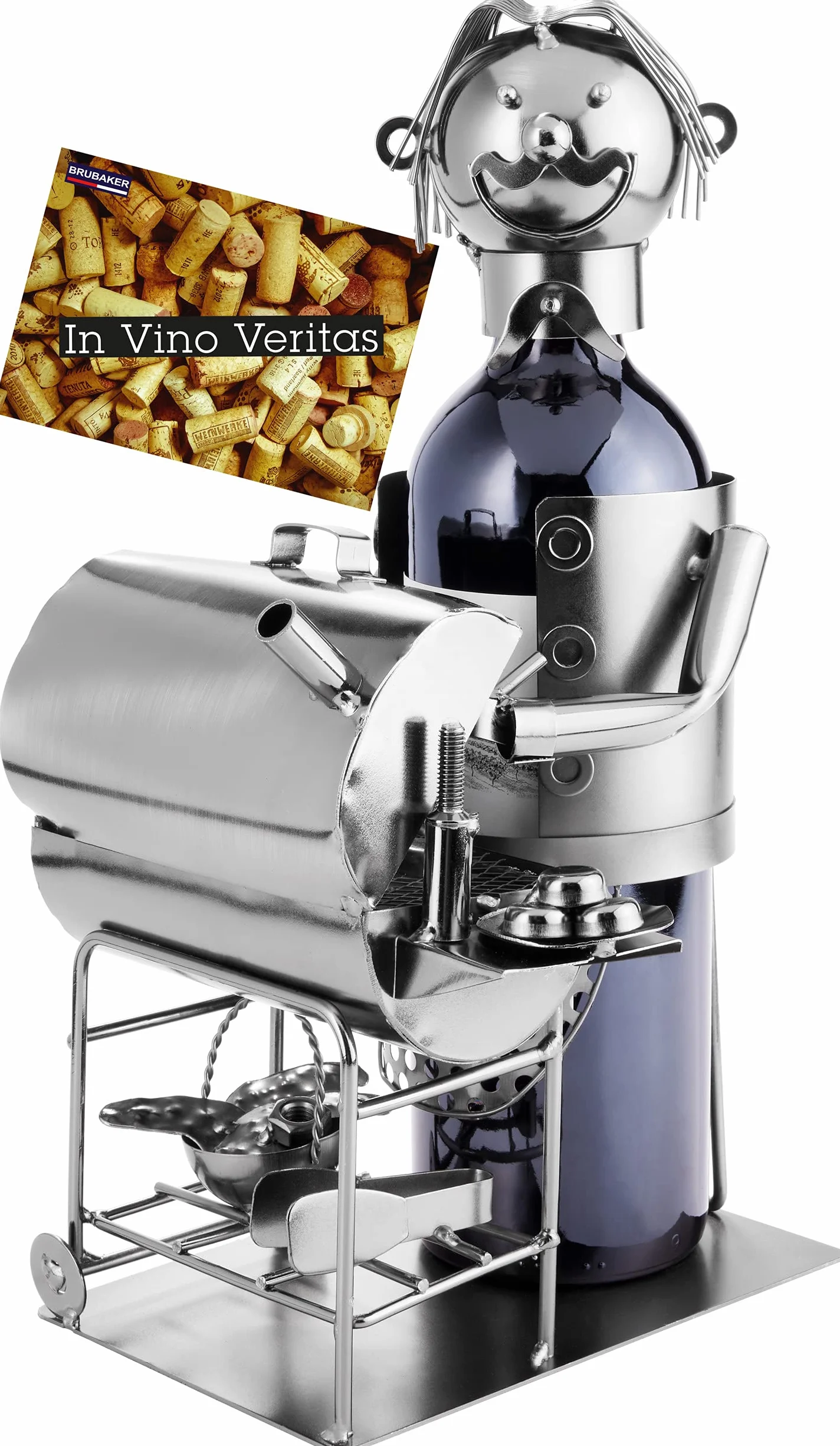 BRUBAKER portabottiglia da vino dal raffinato design – “cuoco assaggiatore” con biglietto d'auguri