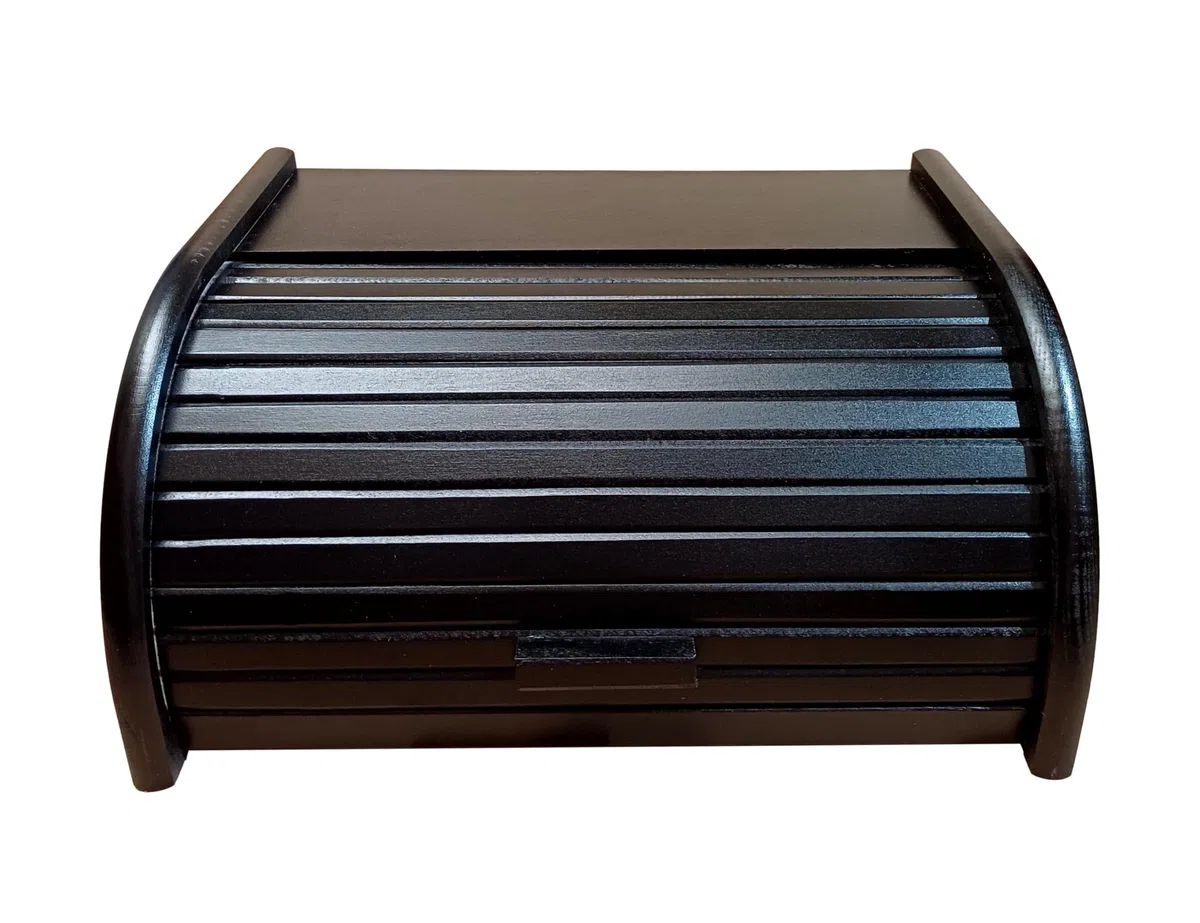 Contenitore per il pane in legno con chiusura a serranda per conservare il pane in cucina, Legno, Black, large