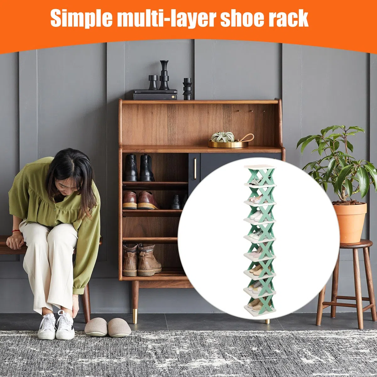 Scaffale Portascarpe Sottile,Ripiano Alto Pieghevole Organizzatore Scarpe - Portascarpe Multifunzionale a Risparmio Spazio per Armadi Bagni e Piccoli Spazi