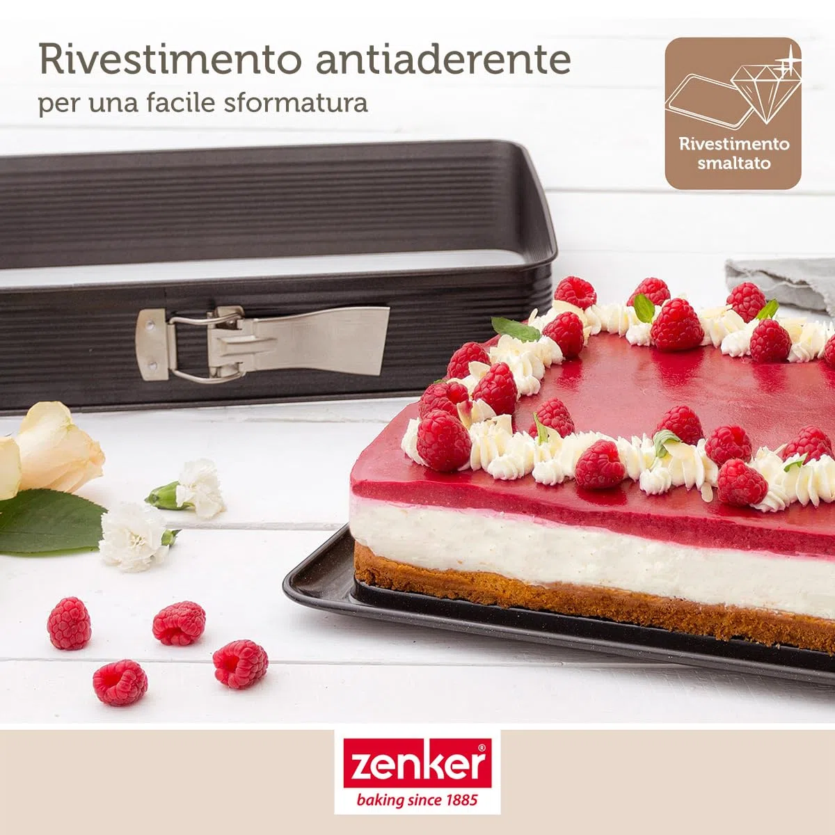 Zenker Lasagnera Apribile con Spatolina 25 x 38 x 7 Cm Deluxe, Stampo Rettangolare con Cerniera, Rivestimento Antiaderente Diamantato (Colore: Nero), Quantità: 1 Pezzo, Acciaio