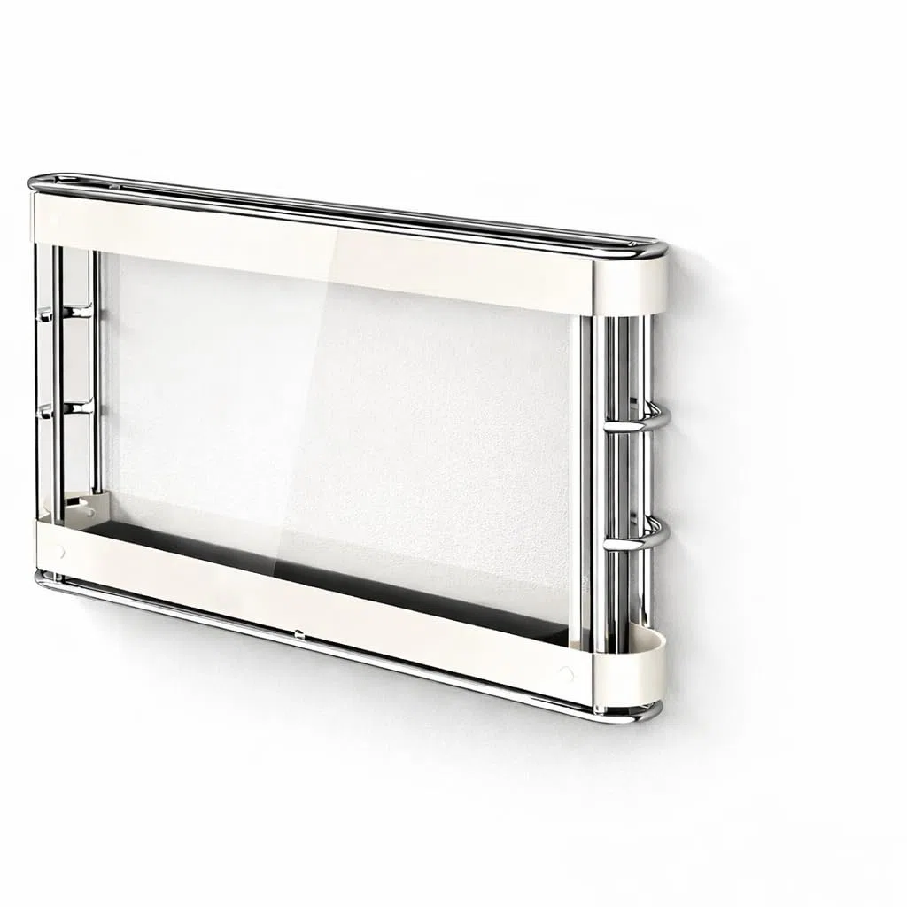 Porta coltelli da cucina con 9 scomparti, ripiano portaoggetti in acciaio inox montato a parete, design cavo, piastra in PET trasparente da 5 mm e vassoio in silicone