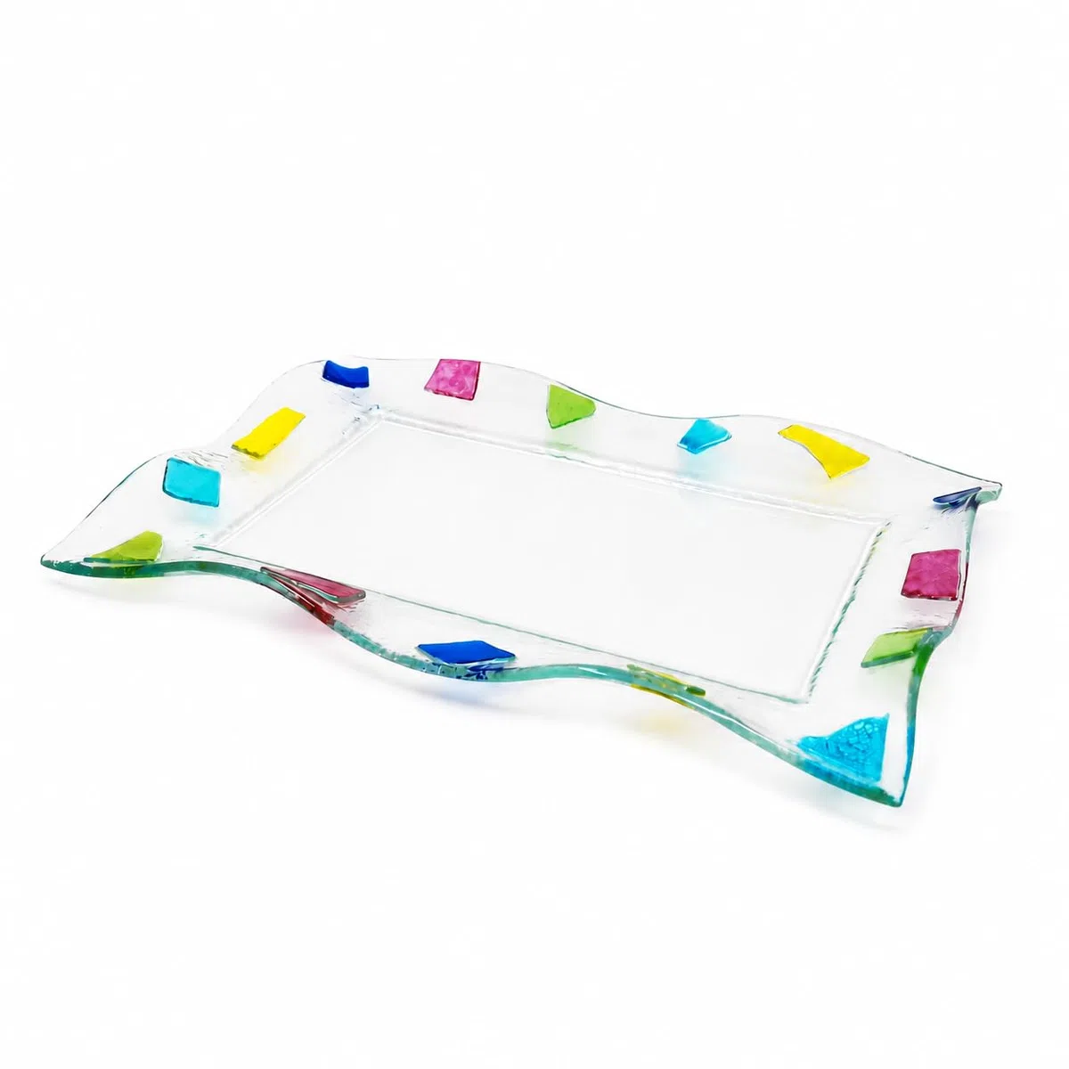 Sospiri Venezia Vassoio Decorativo in Vetro Artistico per Arredo Casa e Tavola - Centrotavola Moderno Design Veneziano, Idea Regalo 30x20x3 cm