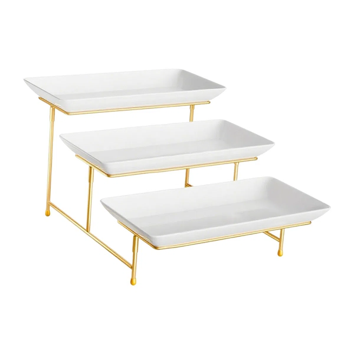 Set di Vassoi a Strati per Servire Frutta E Dolci Design Elegante E Pratico Adatto per Feste in Giardino Pranzi E Aperitivi, Oro
