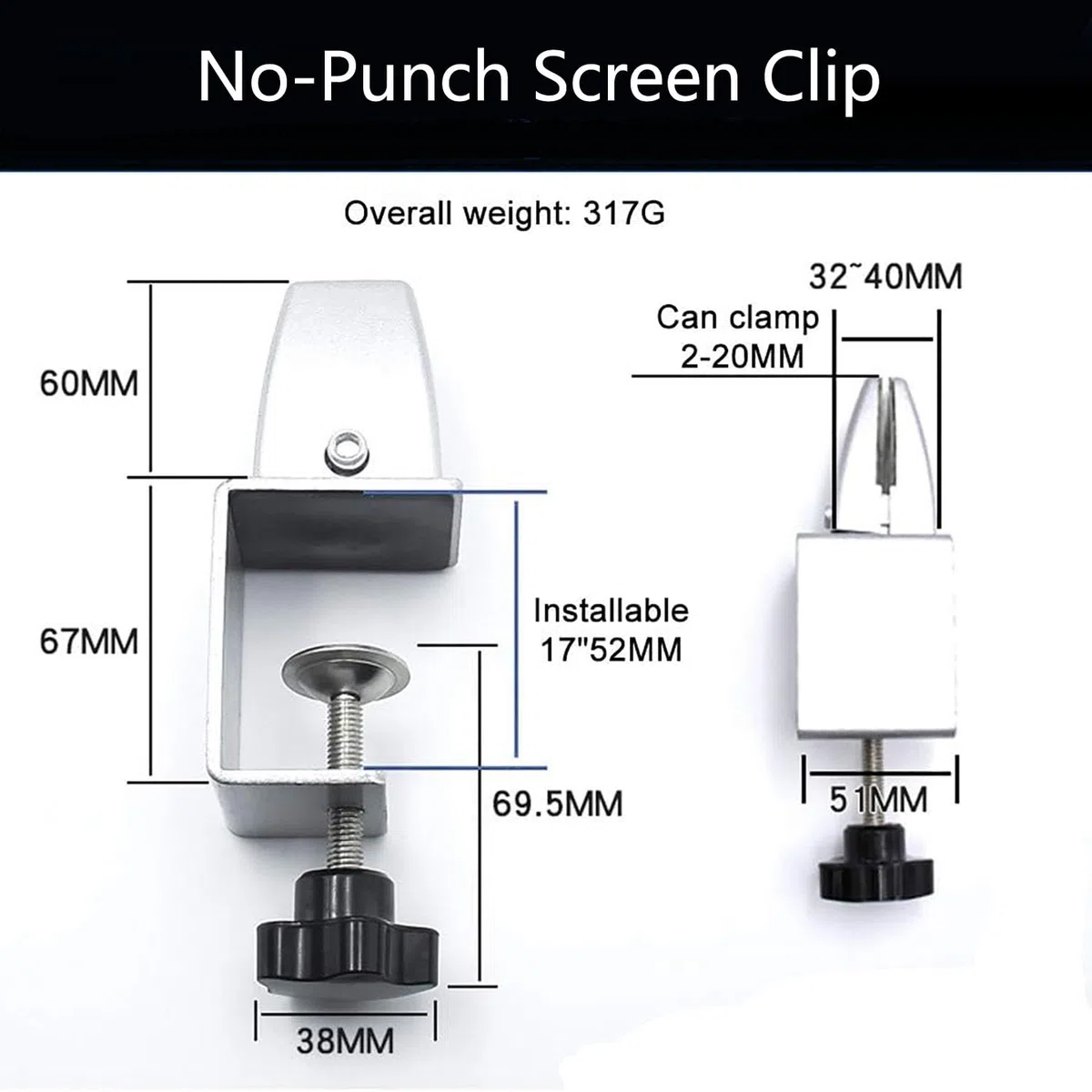 4 Pezzi Morsetto Divisorio da Scrivania,Regolabile,per Ufficio, Call Center, Biblioteche, Classi di Studio(Argento)