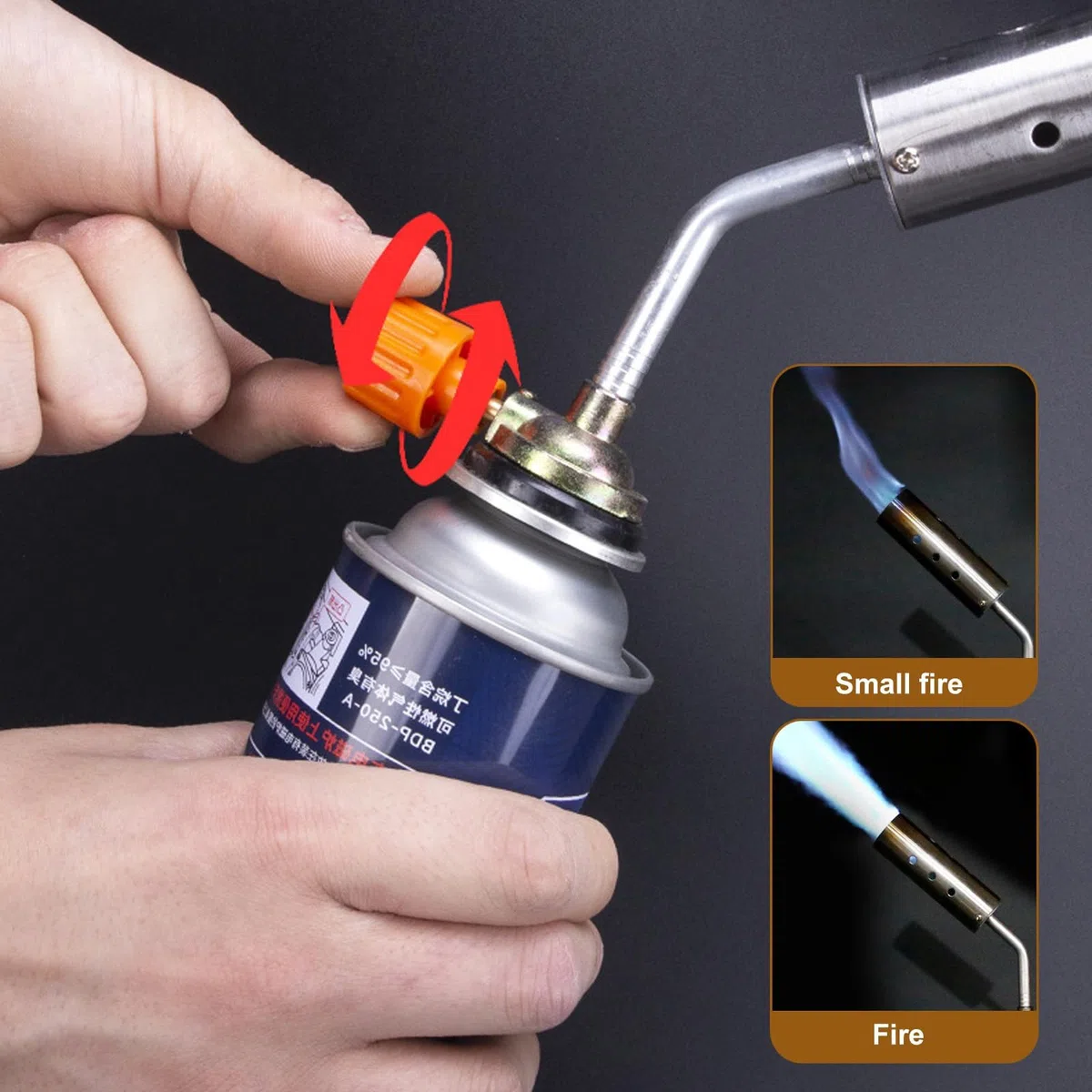 Bruciatore a Gas, Acciaio Inossidabile Bruciatore Erbacce, Bombola e Cannello Gas, Antivento, Utilizzabile Capovolto, Ideale per Diserbo, Barbecue Falò