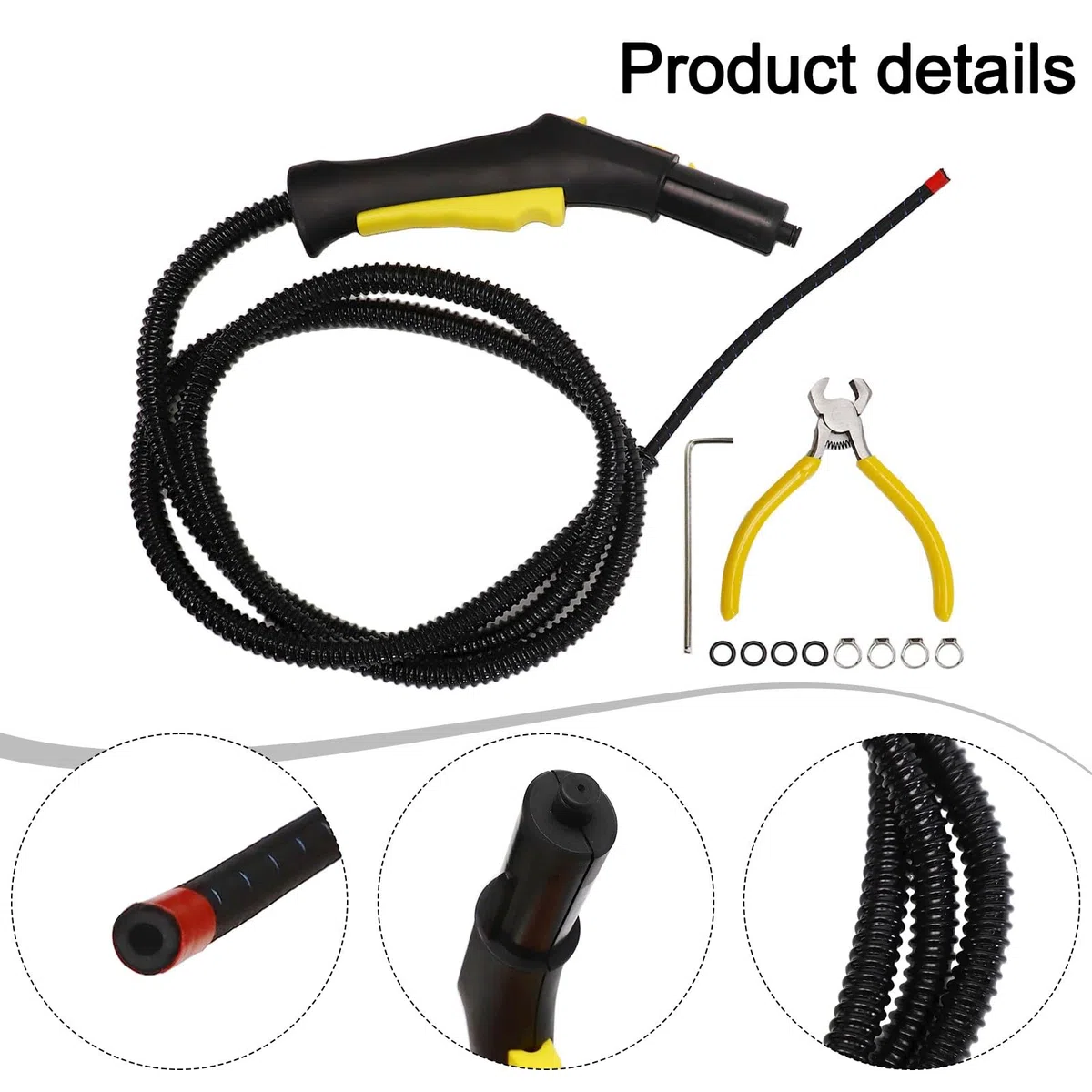 EasyByMall Karcher Tubo di ricambio per pulitore a vapore per modelli SC1, SC2, SC3, SC4 e CTK10 - 4.322-048.3/43220483, tubo flessibile resistente con maniglia di controllo dell'interruttore del