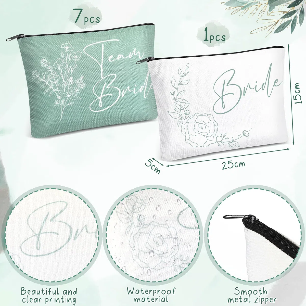 24 Pezzi Regali Nuziali Borsa per il Trucco della Sposa Squadra Occhiali Braccialetto Impostato 8 Borse per Cosmetici 8 Occhiali da Sole a Cuore 8 Braccialetti per Addio al Nubilato Matrimonio