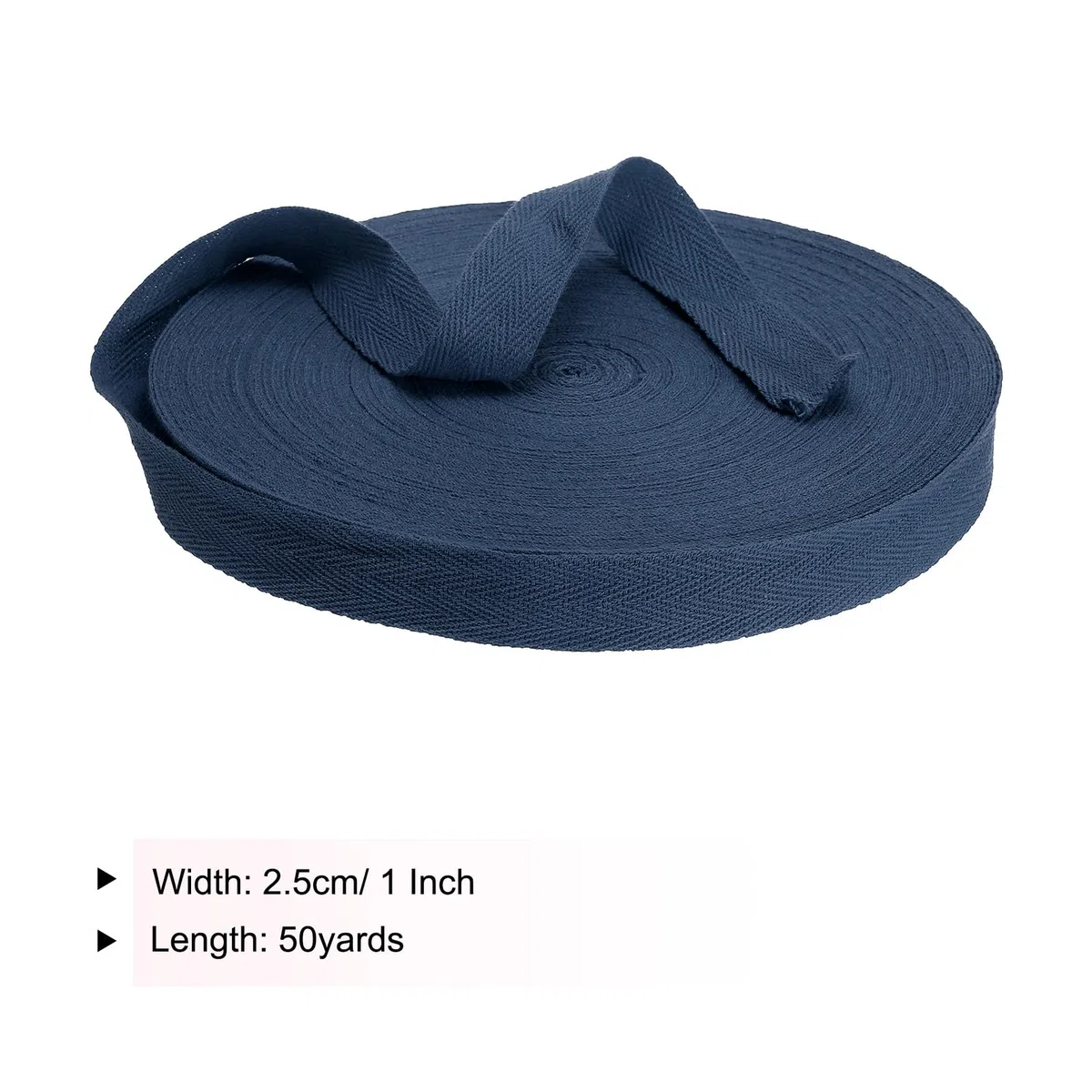 PATIKIL Nastro in Twill di Cotone 25mm(1") 50 Iarde Nastro Cotone Nastro di Sbieco Fettuccia a Spina di Pesce per Cucito Confezione Regalo Artigianato Fai Da Te Blu Navy