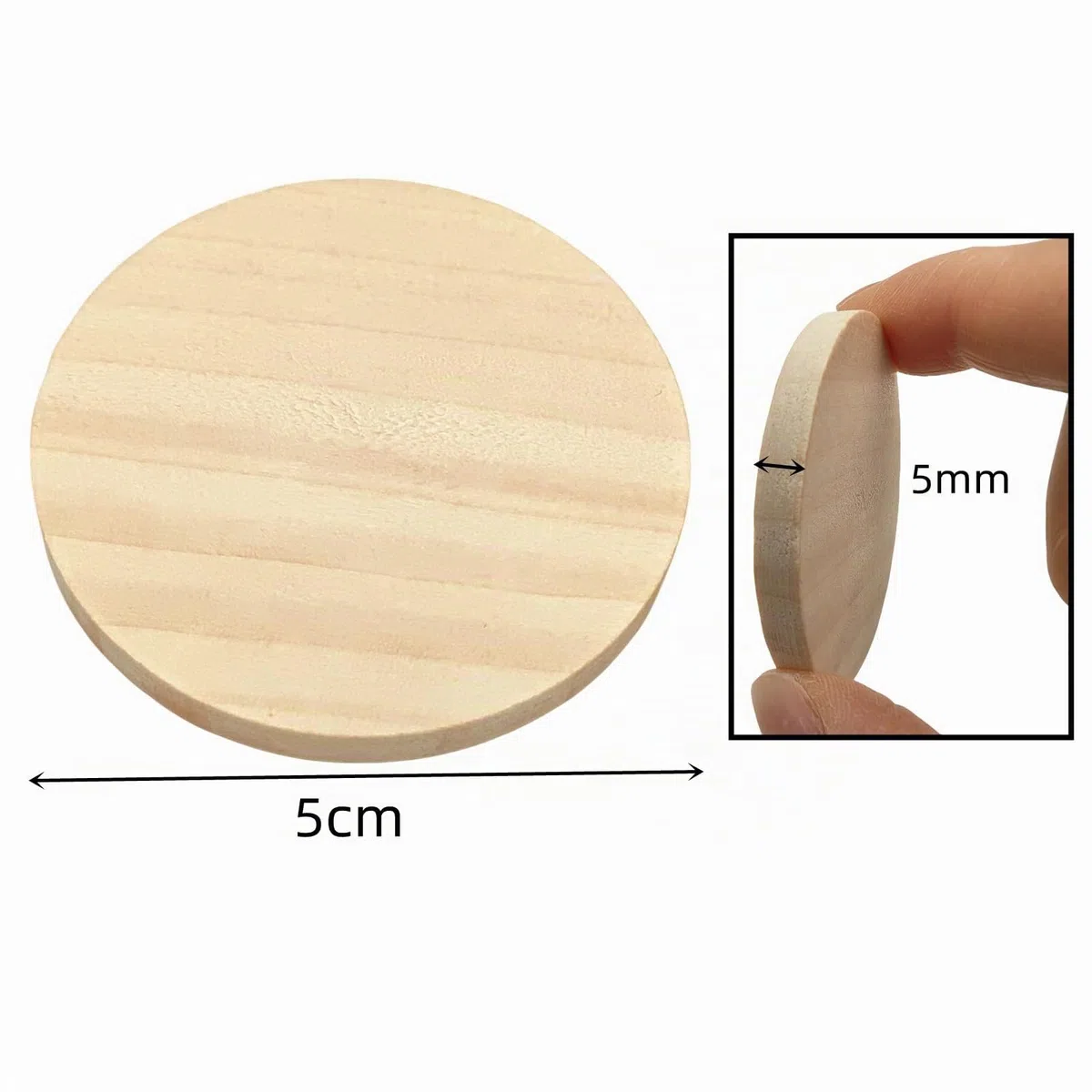 100 Dischi Naturali Rotondi Non Finiti, Cerchi Vuoti in Legno, Ornamenti per Fai Da Te (5 cm)