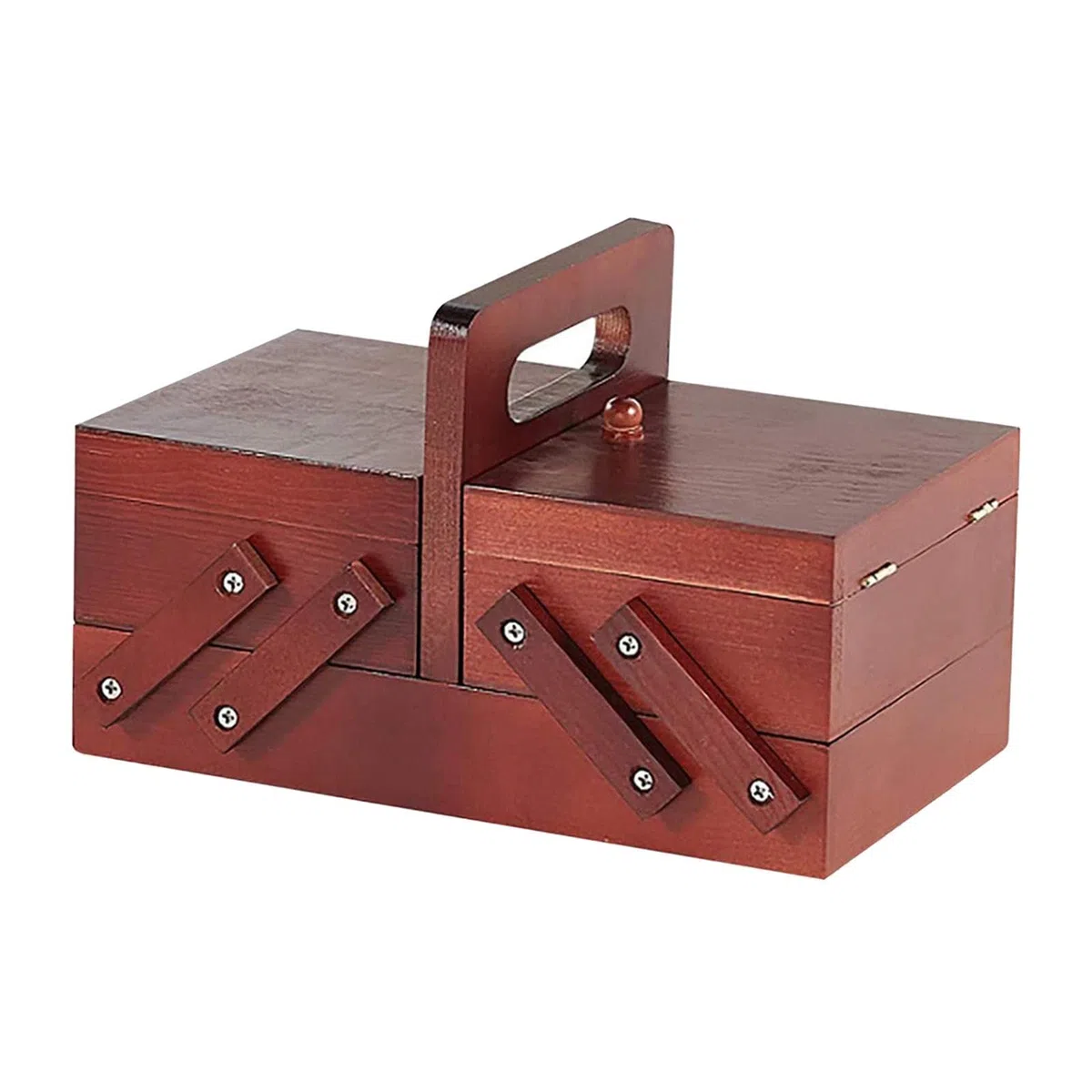 Organizer per Scatola da Cucito in Legno, Filo, Forbici, Grandi Scomparti per Scatola da Cucito, Filo, Cestino per Cucire, Accessorio per La Casa, Rosso