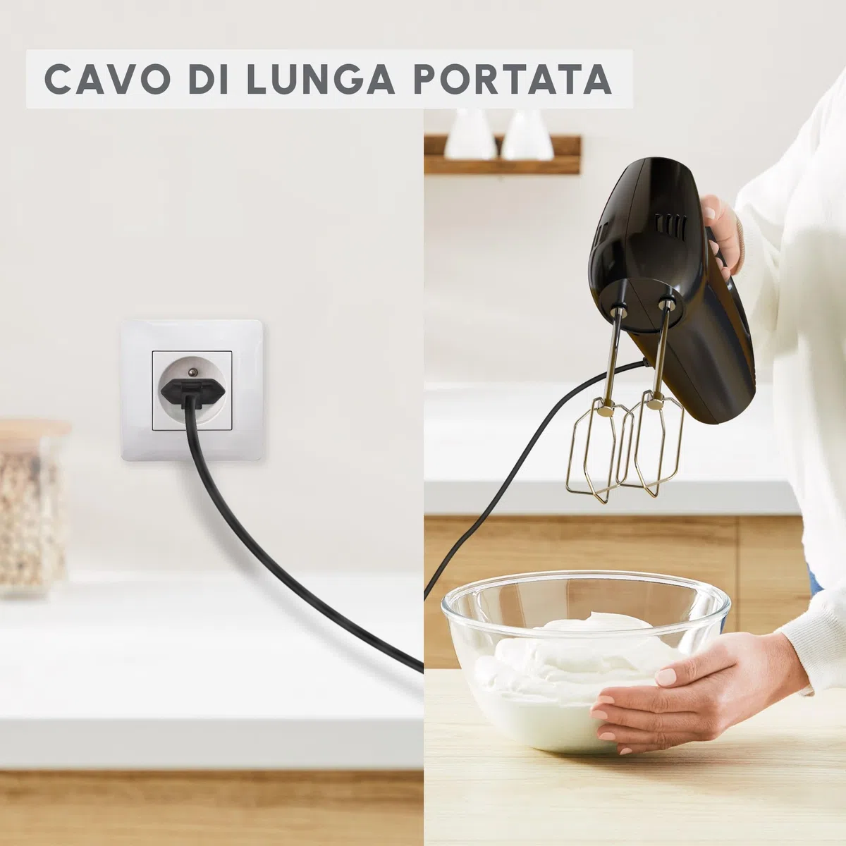Moulinex Quick Mix Sbattitore, Veloce e potente, Robusto ed efficiente, Maniglia ergonomica, Semplice e Intuitivo, Nero, HM3108
