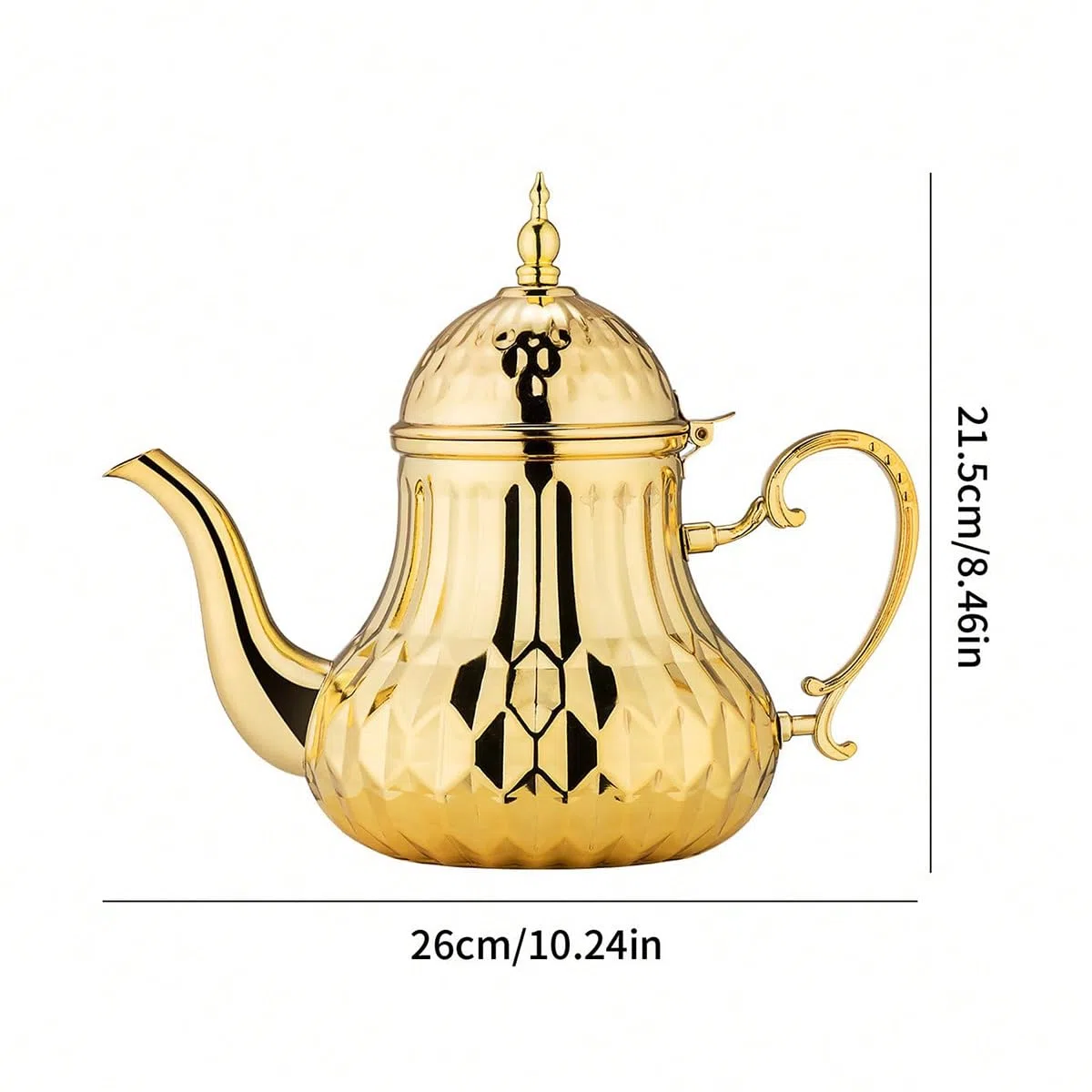 Teiera marocchina 1,4 l, stile arabo, acciaio inossidabile, marocchino, tradizionale, stile religioso Teapot(oro)