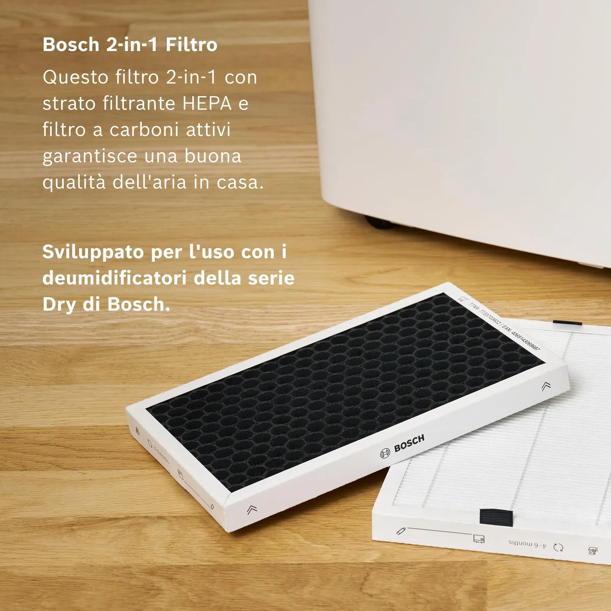 Bosch Originale Filtri di ricambio per deumidificatori - Alta efficienza, facilità di montaggio e lunga durata - Per la qualità dell'aria - Confezione da 2