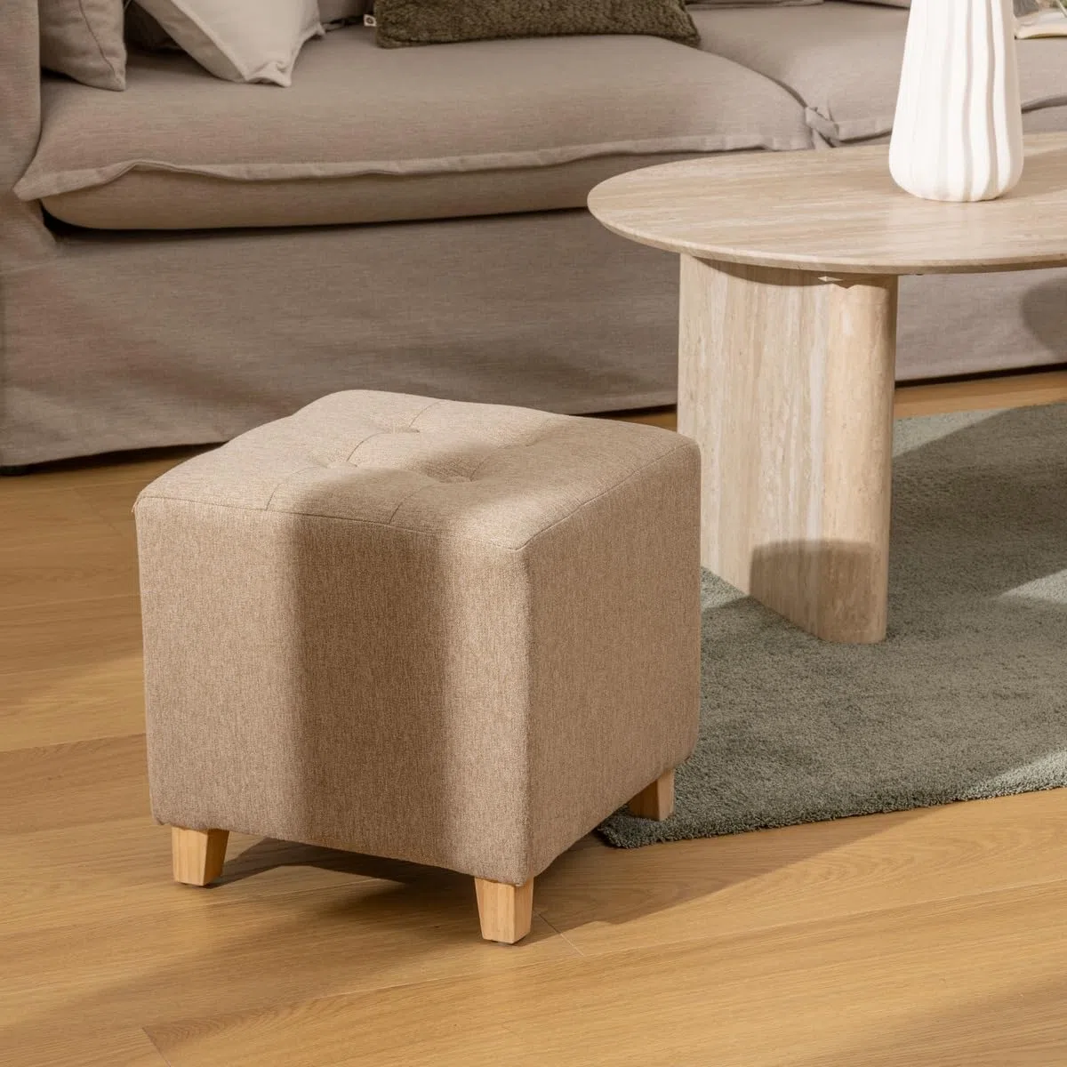 ATMOSPHERA CREATEUR D'INTERIEUR - Pouf Leandre in Pino Beige 35x35x35cm