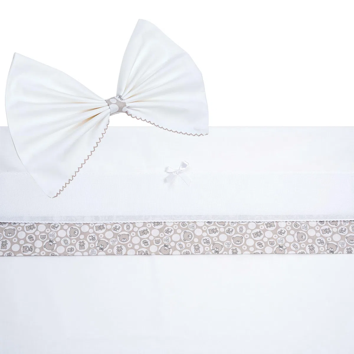 Filet - Completo 3 Pezzi per Carrozzina, Lenzuolo Personalizzabile con Fascia in Tela Aida da Ricamare + Sotto con Elastici + Federa, Made in Italy, Bianco e Tortora