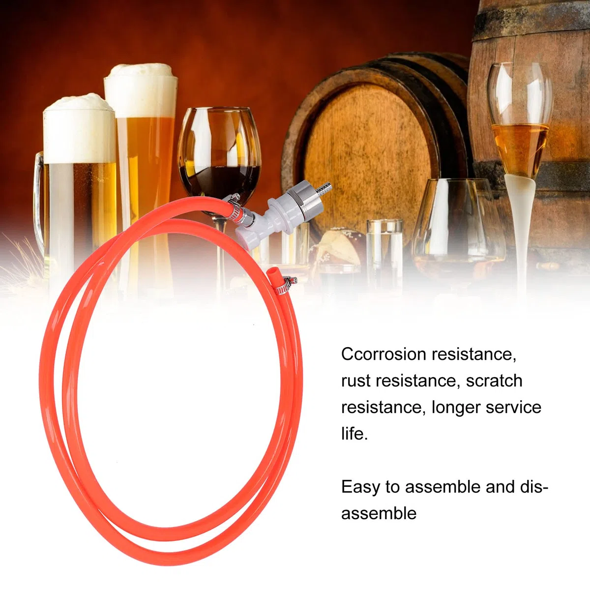 Yctze Regolatore Gas, Assemblaggio della di Birra con Blocco a Sfera, Tubo Flessibile del Gas Flessibile per Carbonatazione con Tappo per Carbonatazione da 5/16 Pollici Accessori