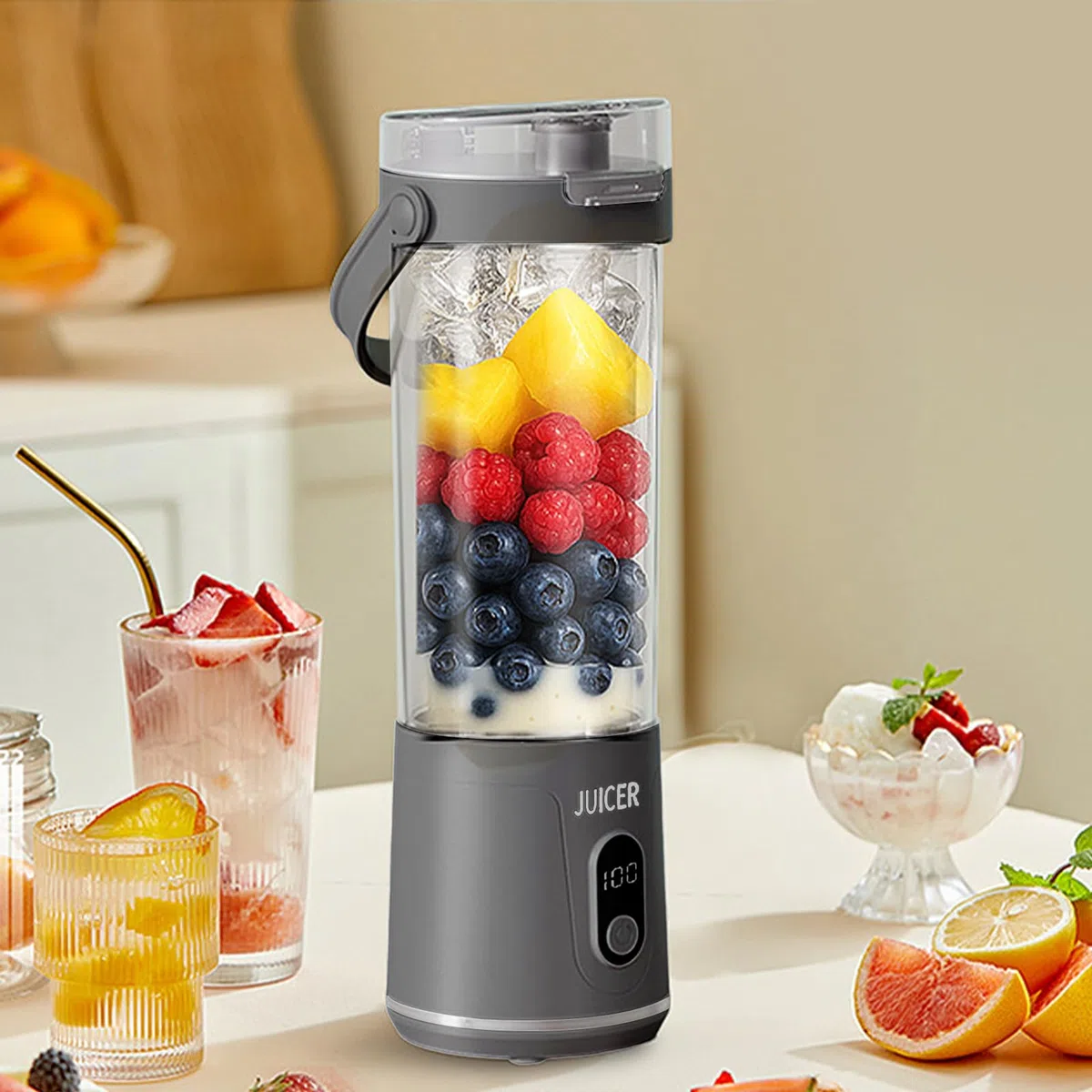 Estrattori Di Succo Elettrici,Estrattore Elettrico Frutta e Verdura - Frullatore Frutta Agrumi Verdure Limone Lime Cucina Da Viaggio Con Display Digitale