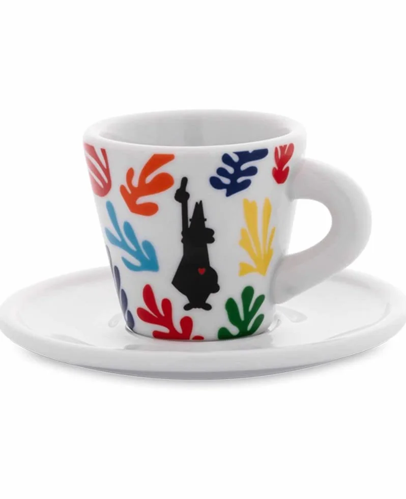 Bialetti Set 4 Tazzine Con Piattino Espresso Arte