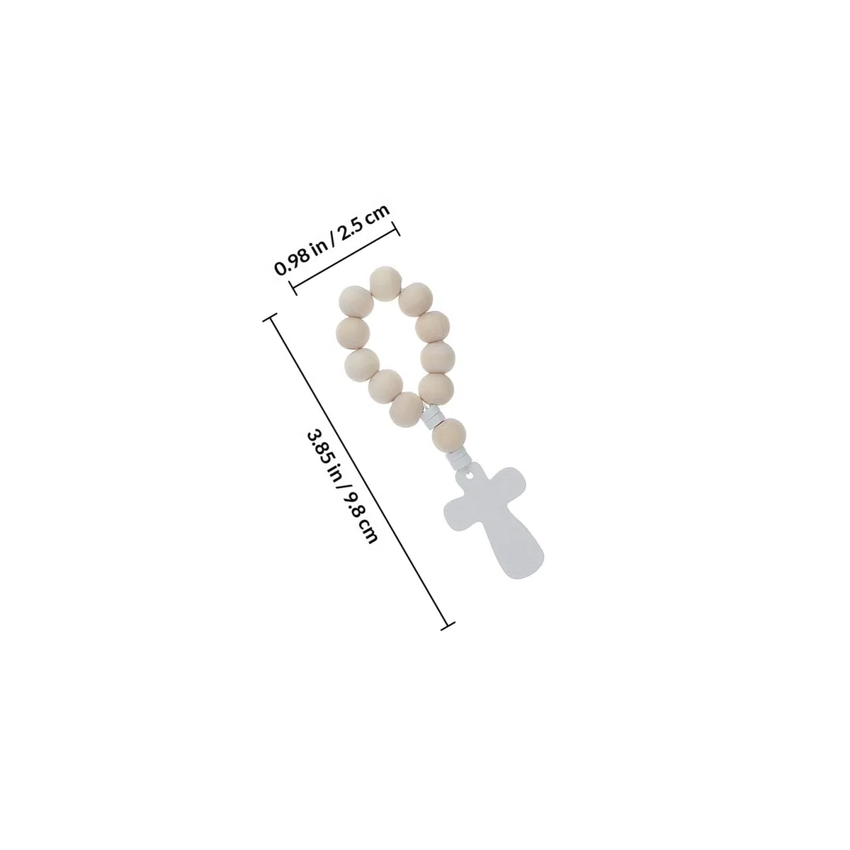 VICASKY Piccolo Braccialetto con Croce in Legno 40 Set con Sacchetti in Rete per Battesimo, Celebrazioni e Feste con Perline Lisce e Decorazione
