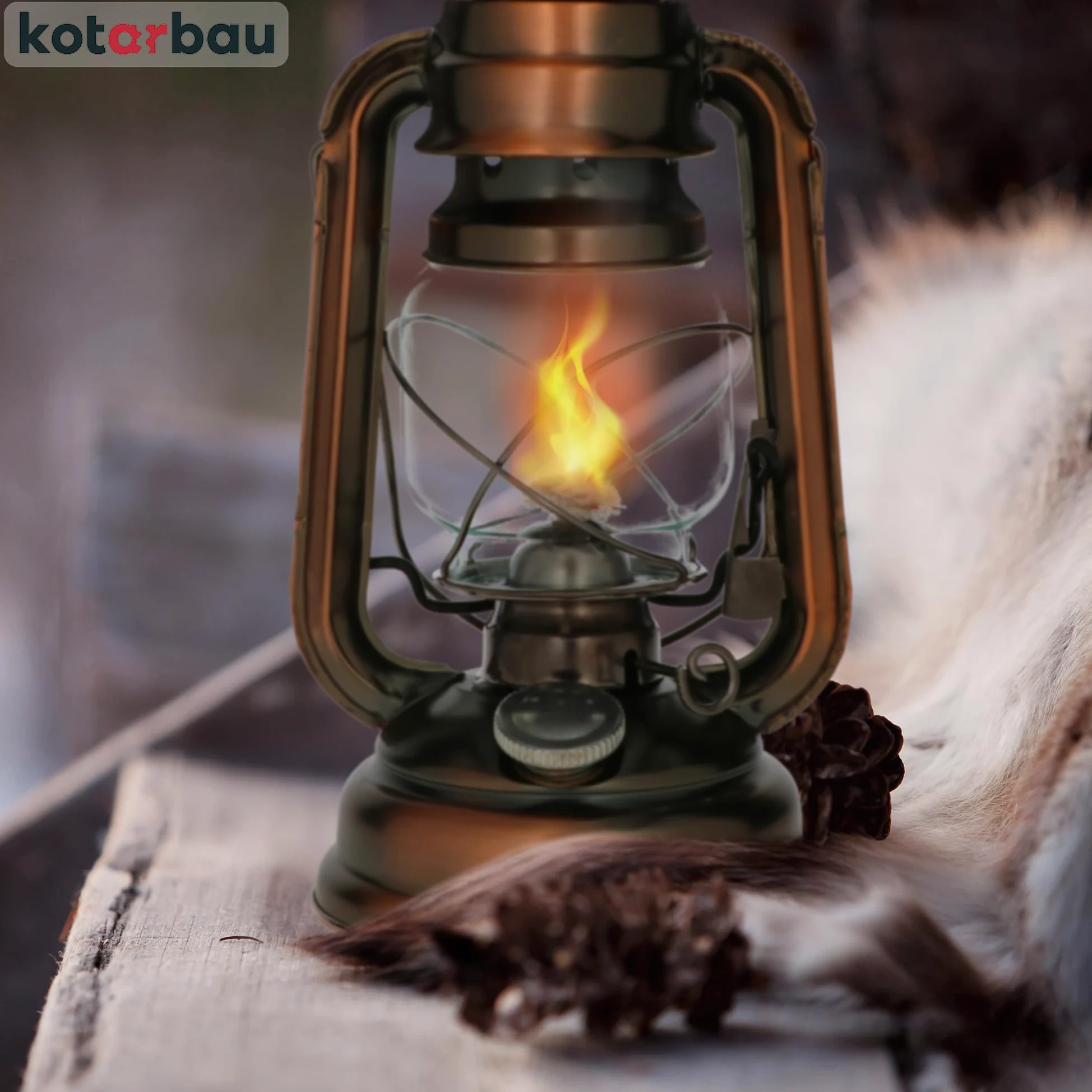 KOTARBAU Lampada a olio con porta stoppino, lampada a petrolio, ricaricabile, antica, lanterna resistente, bulbo in vetro, lampada da tavolo, lanterna, lampada da giardino, bronzo, da terra o sospesa