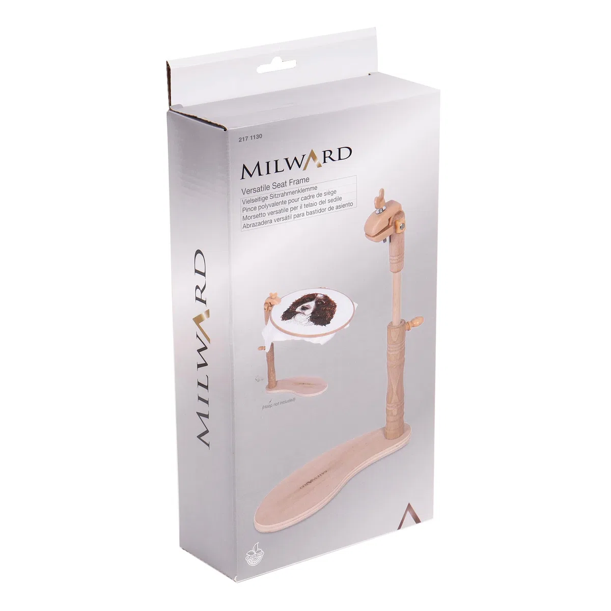 MILWARDS Telaio per sedile regolabile - a mani libere supporto per grembo, supporto per punto croce ruotabile, legno di faggio, con attacco a morsetto versatile