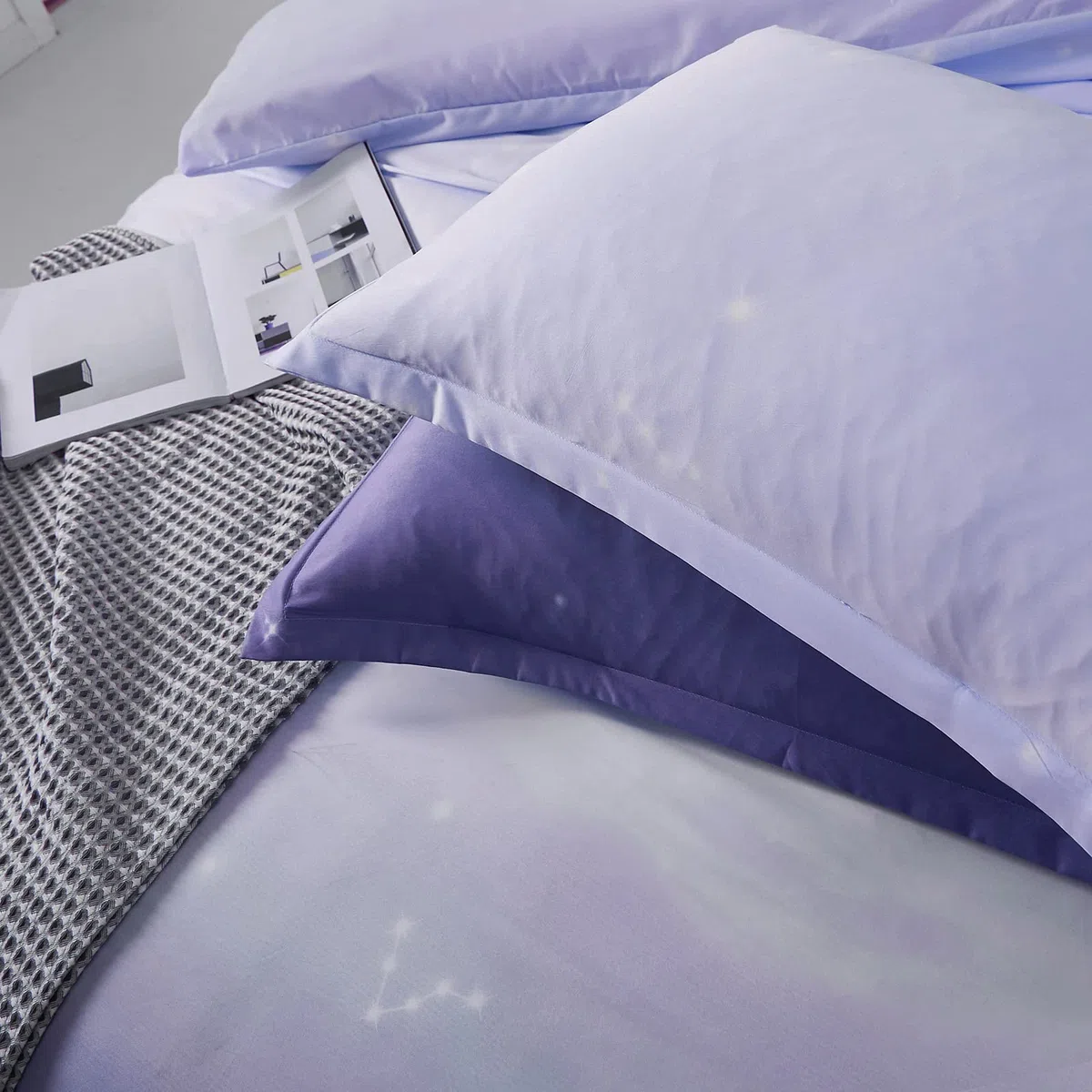 Set di biancheria da letto viola con copripiumino color lavanda e arcobaleno, con chiusura a cerniera, per bambini, ragazze, adolescenti e adulti (letto singolo, 135 x 200 cm)