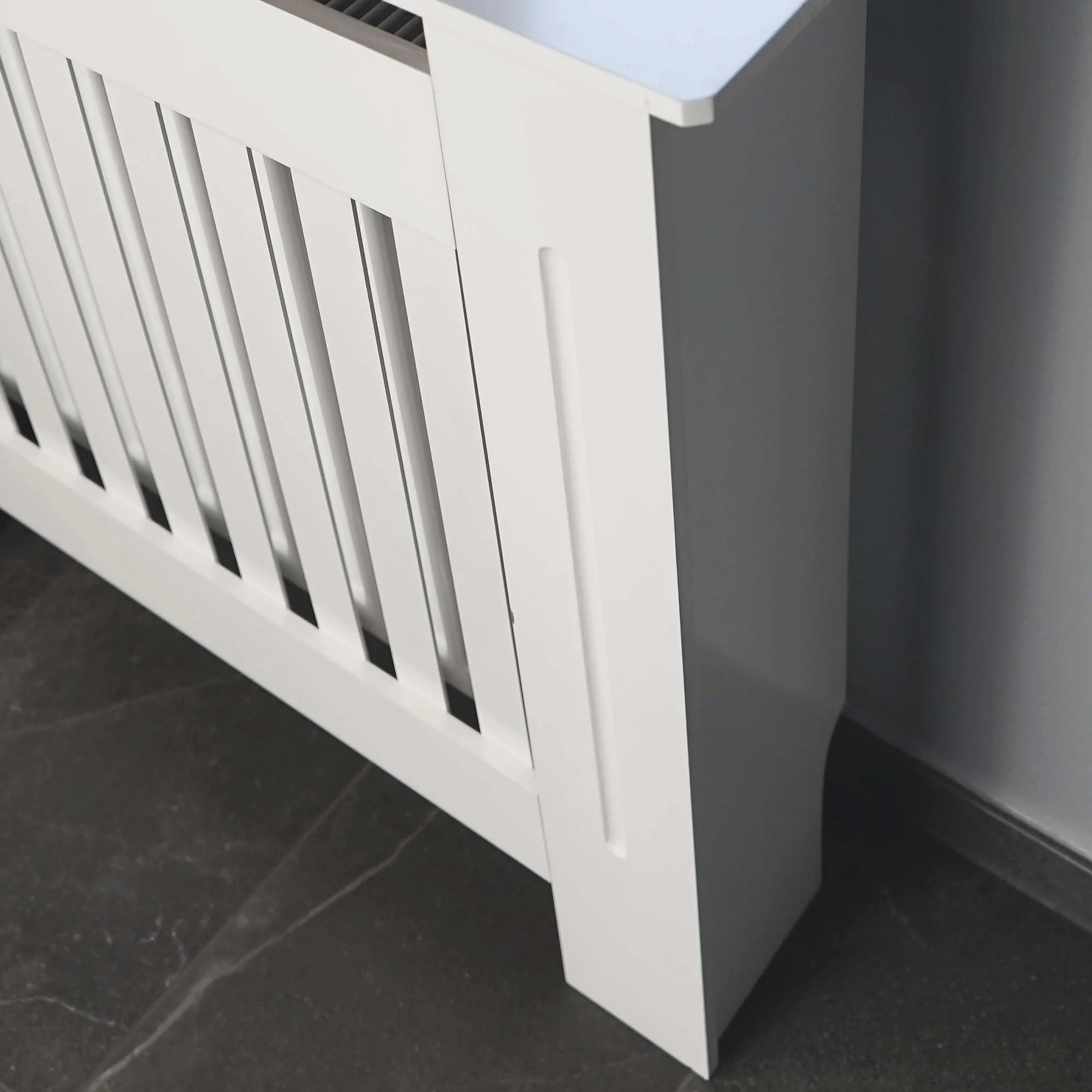 Copritermosifone in MDF Bianco 78x19x82cm Copricalorifero a doghe