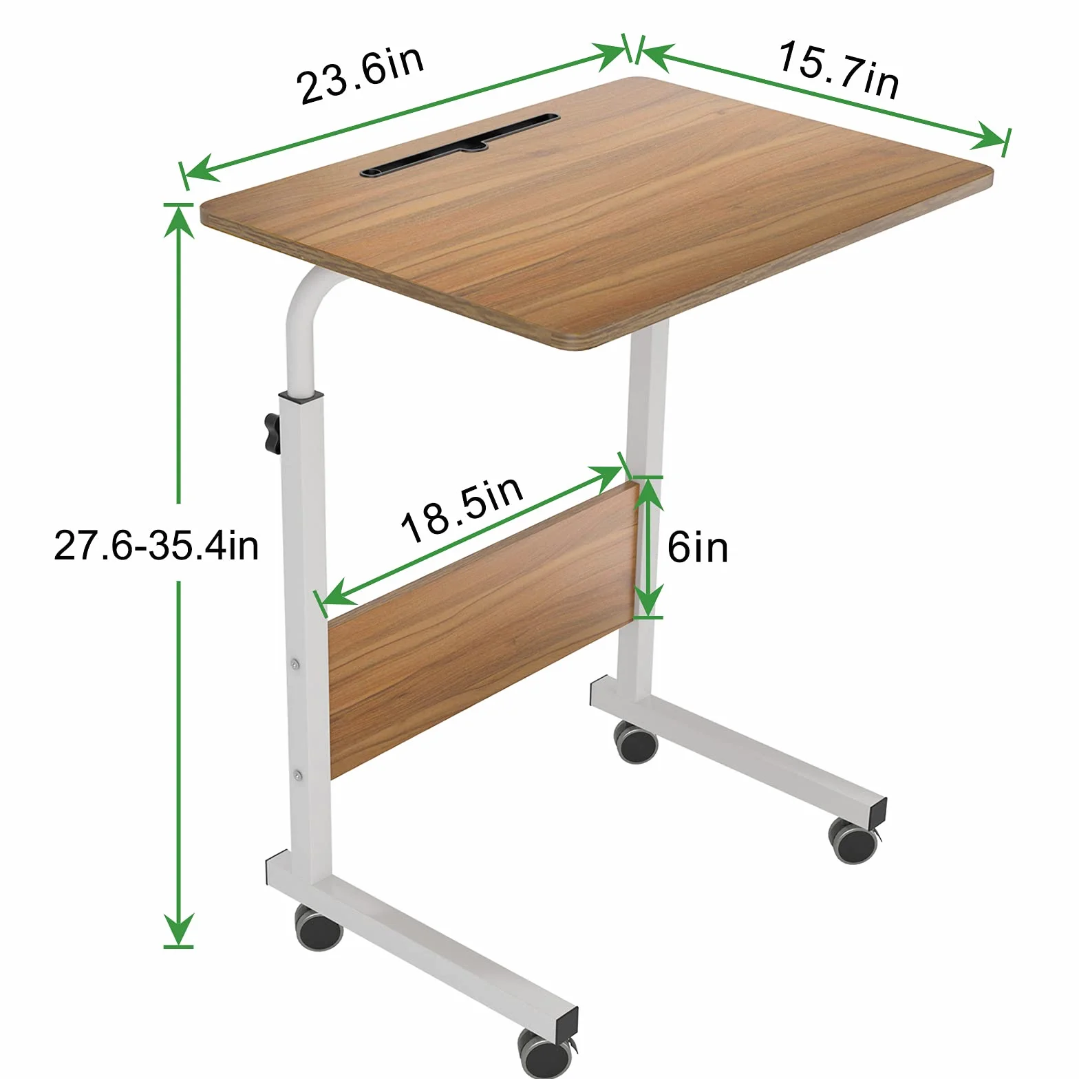 sogesfurniture Scrivania Mobile PC per Lavoro, Tavolino Laptop 60x40cm a Casa o Ufficio con 4 Ruote Mobili, Altezza Regolabile 71-90cm, Portatile Tavolo Laptop Notebook PC, Rovere Chiaro 05#3-60OK-BH