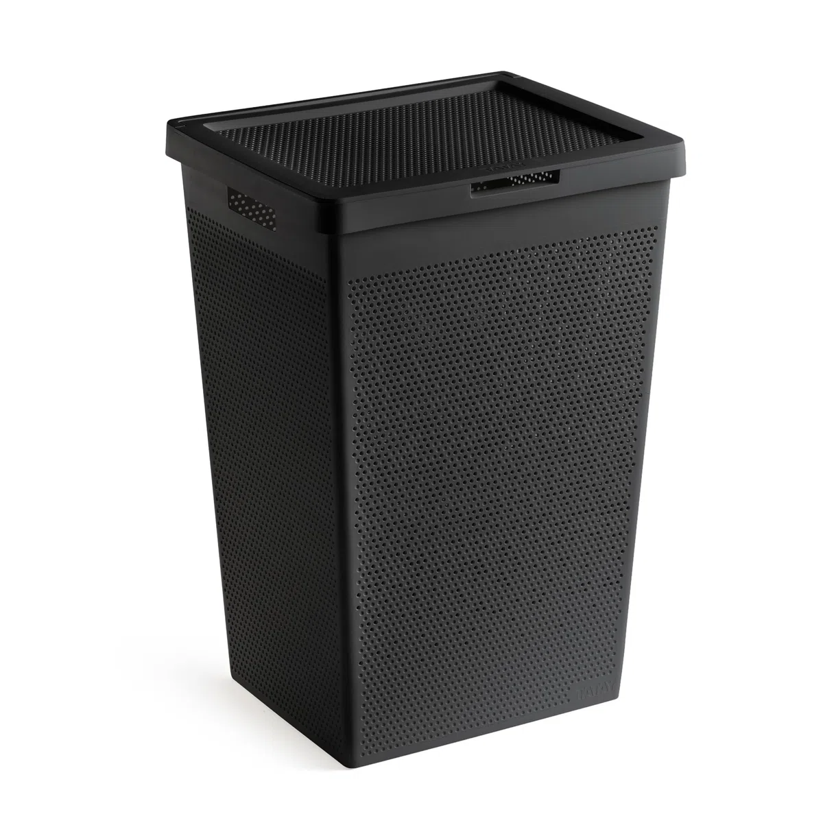 TATAY Cesto Biancheria Sporca 60L Bohol | Design Minimalista | Coperchio Ribaltabile e Maniglie Laterali | Ventilazione Ottimale | Plastica 100% Riciclata Senza BPA | 42,5x33,5x60 cm, Nero