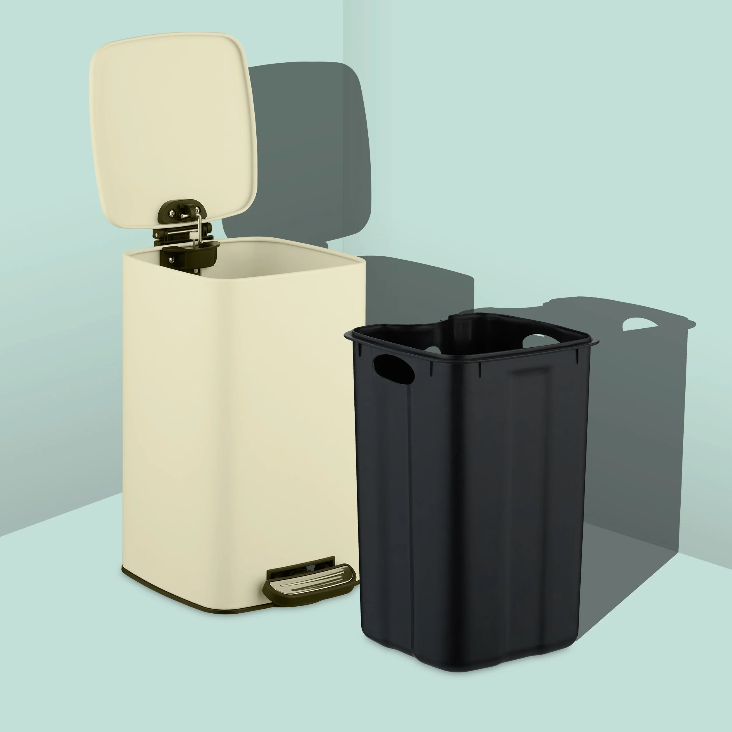 Relaxdays Pattumiera Bagno a Pedale 8 L, Cestino Interno Rimovibile, Coperchio Ammortizzato, Sacchetti Inclusi, Metallo