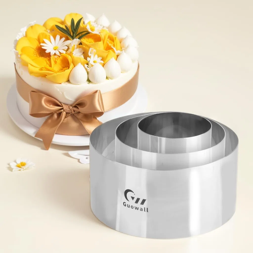 Set di 3 anelli da dessert in acciaio inox per dolci, diametro 10, 15, 20 cm, altezza 10 cm