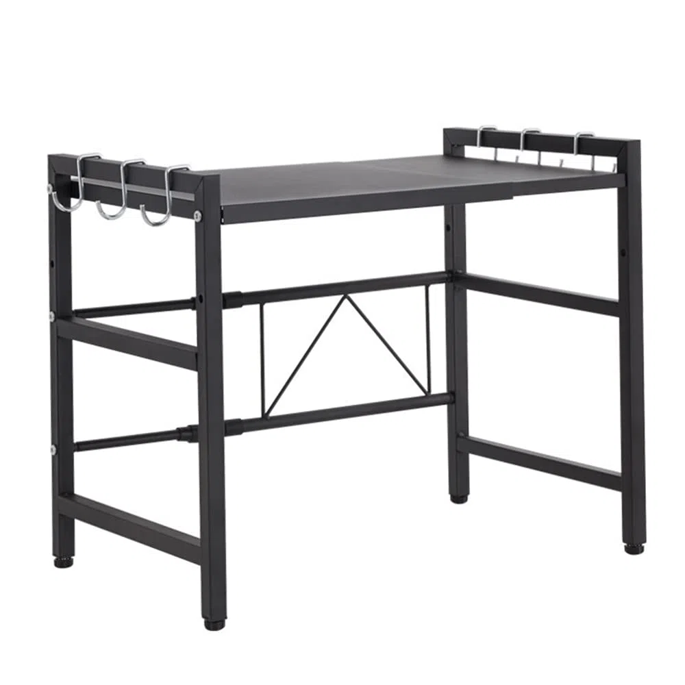 Supporto estensibile per forno a microonde con carico pesante, supporto per ripiano per forno a microonde ad altezza regolabile (40/64 x 45 x 36,5 cm (nero))