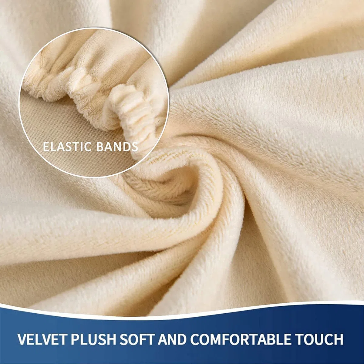 Fodera per sedia da club in velluto, 2 pezzi, elasticizzata, con fondo elastico, lavabile in lavatrice, per soggiorno, beige, 2 pezzi