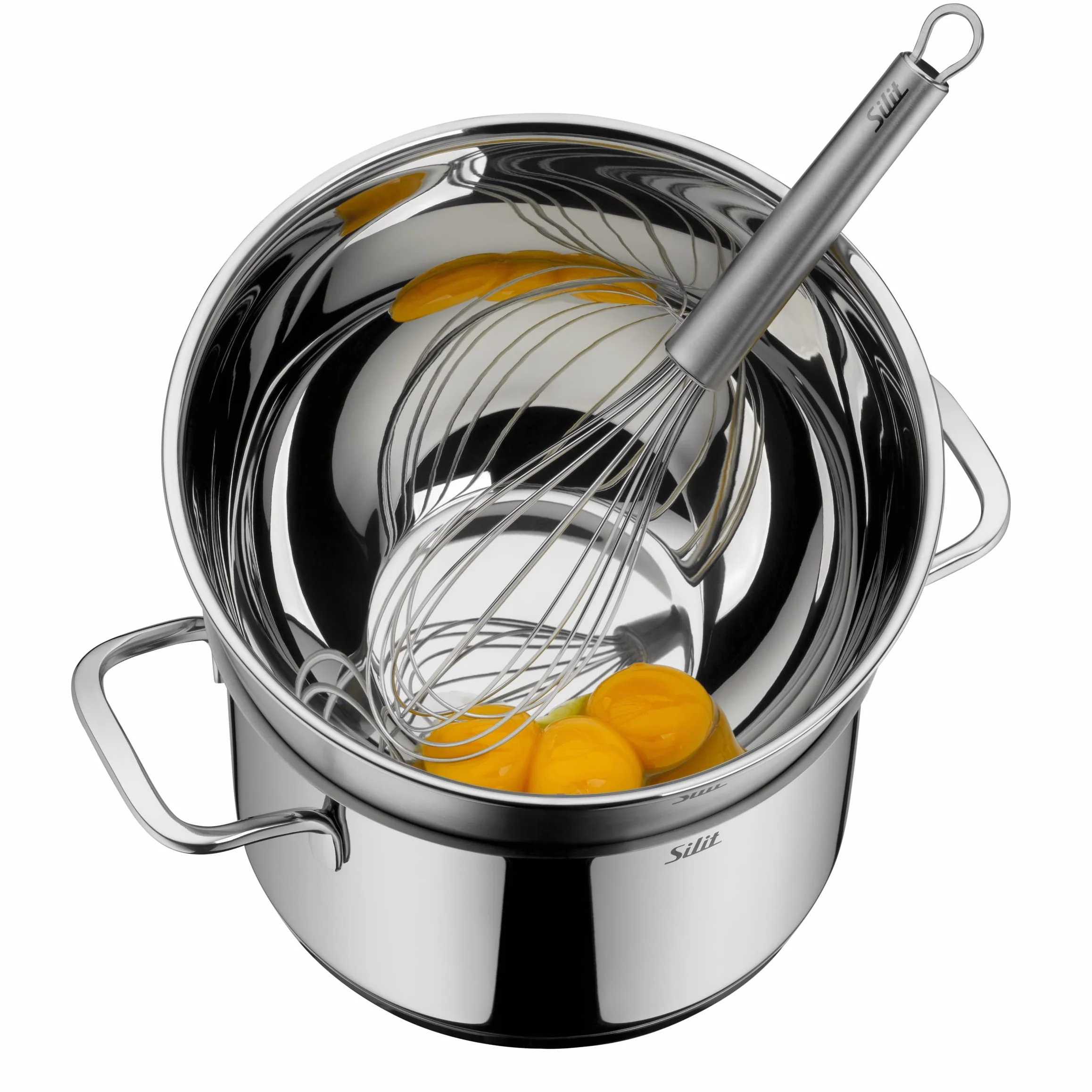 Silit Set di 3 ciotole da cucina in acciaio inox, multifunzione, ciotola per insalata, ciotola da servizio, impilabile