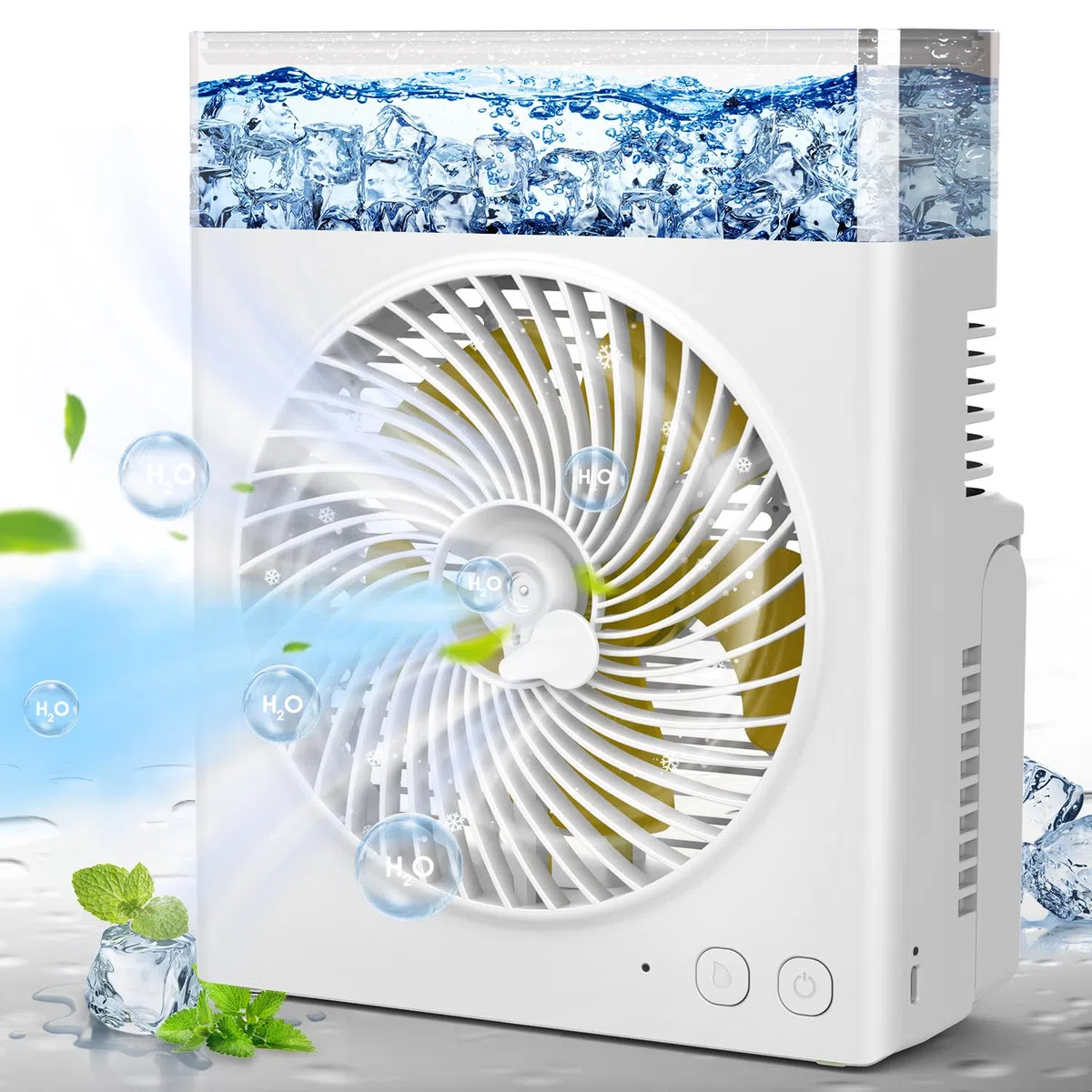 Ventilatore Nebulizzante Portatile, 8000mAh 20cm Ventilatore Ricaricabile a Batteria con Serbatoio Acqua da 600mL, Ventilatori da Scrivania Raffreddanti per Esterno, Perfetto Nebulizzatore ad Acqua