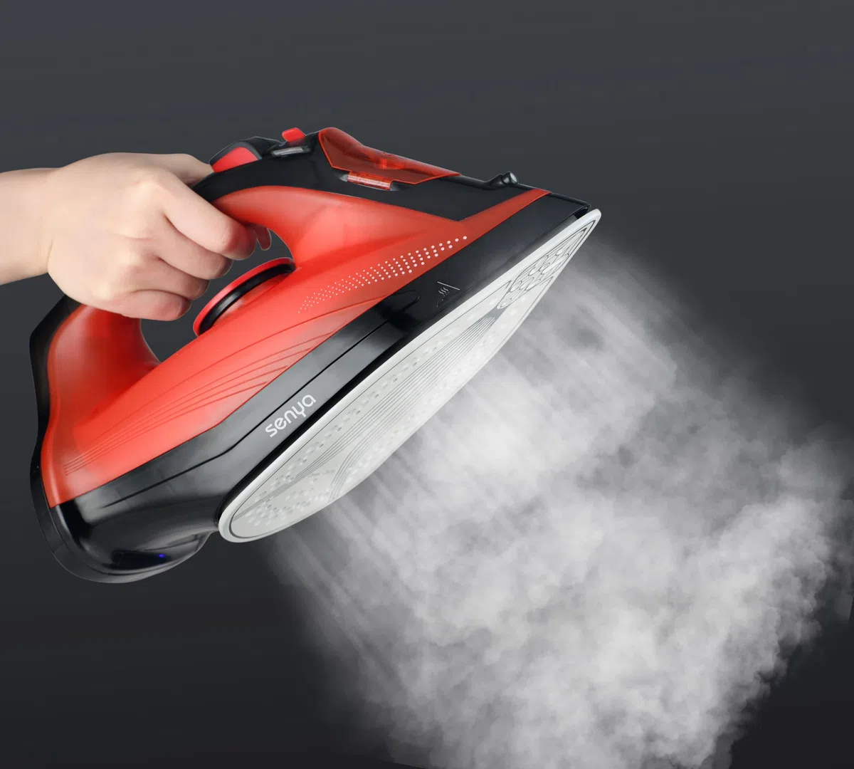 SENYA - Ferro da stiro a vapore senza fili, flusso di vapore 35 g/min, 2400 W suola in ceramica, rimozione della stiratura verticale rosso semplice Move V2