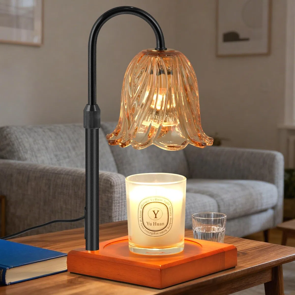 GODONLIF Lampada Riscaldante per Candele, Riscaldatore per Candele Dimmerabile, Altezza Regolabile, Riscaldatore per Cera per Decorazione della Casa in Camera da Letto e Soggiorno con 2 Lampadine.