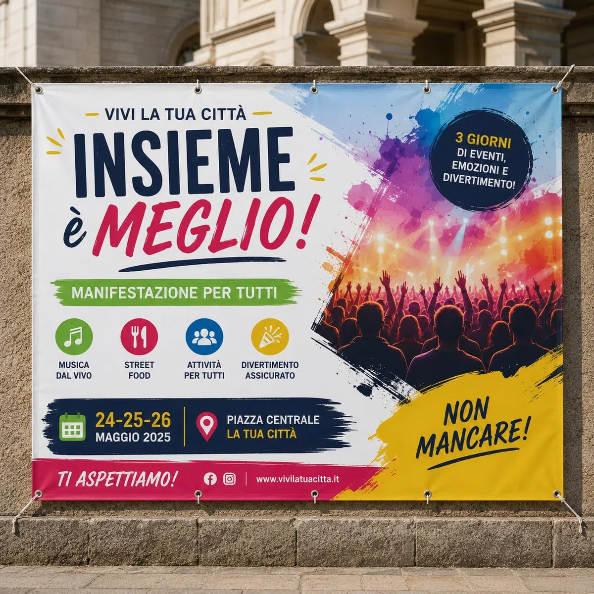 Banner PVC Personalizzato con Occhielli | Striscione Pubblicitario per Eventi, Compleanni, Negozi e Feste | Alta Qualità da Esterno