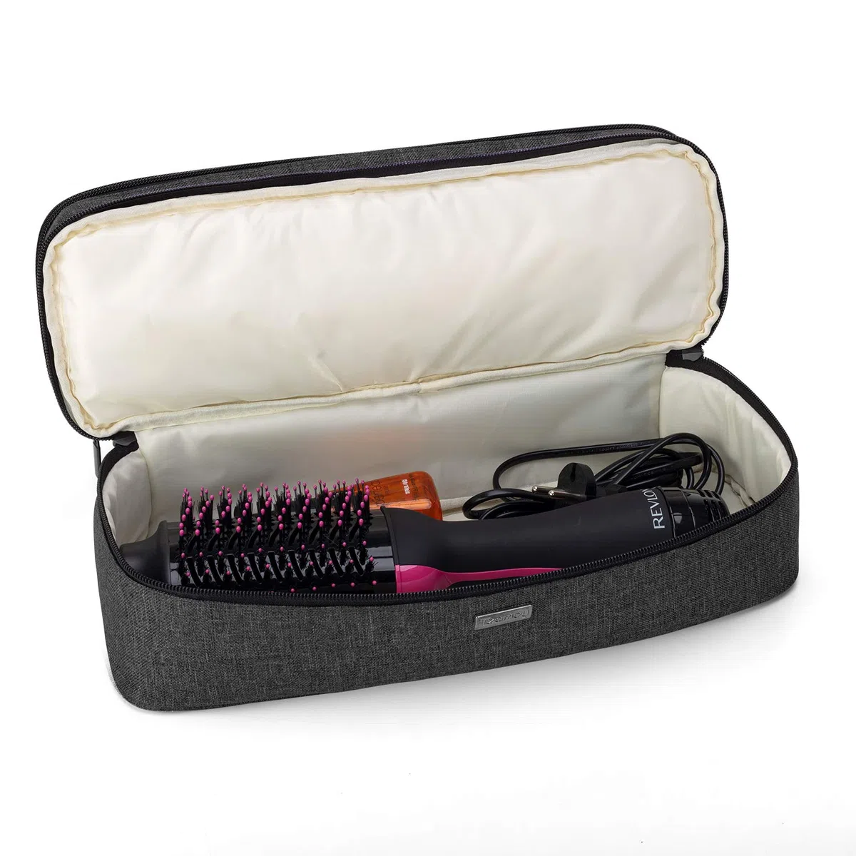Teamoy Borsa da Viaggio Portatile per Spazzola ad Aria Calda, Doppi Organizzatore di Viaggi Astuccio per Spazzola per Asciugacapelli, Valigetta per Modellatori ad Aria Calda,Doppio Strato (Nero)