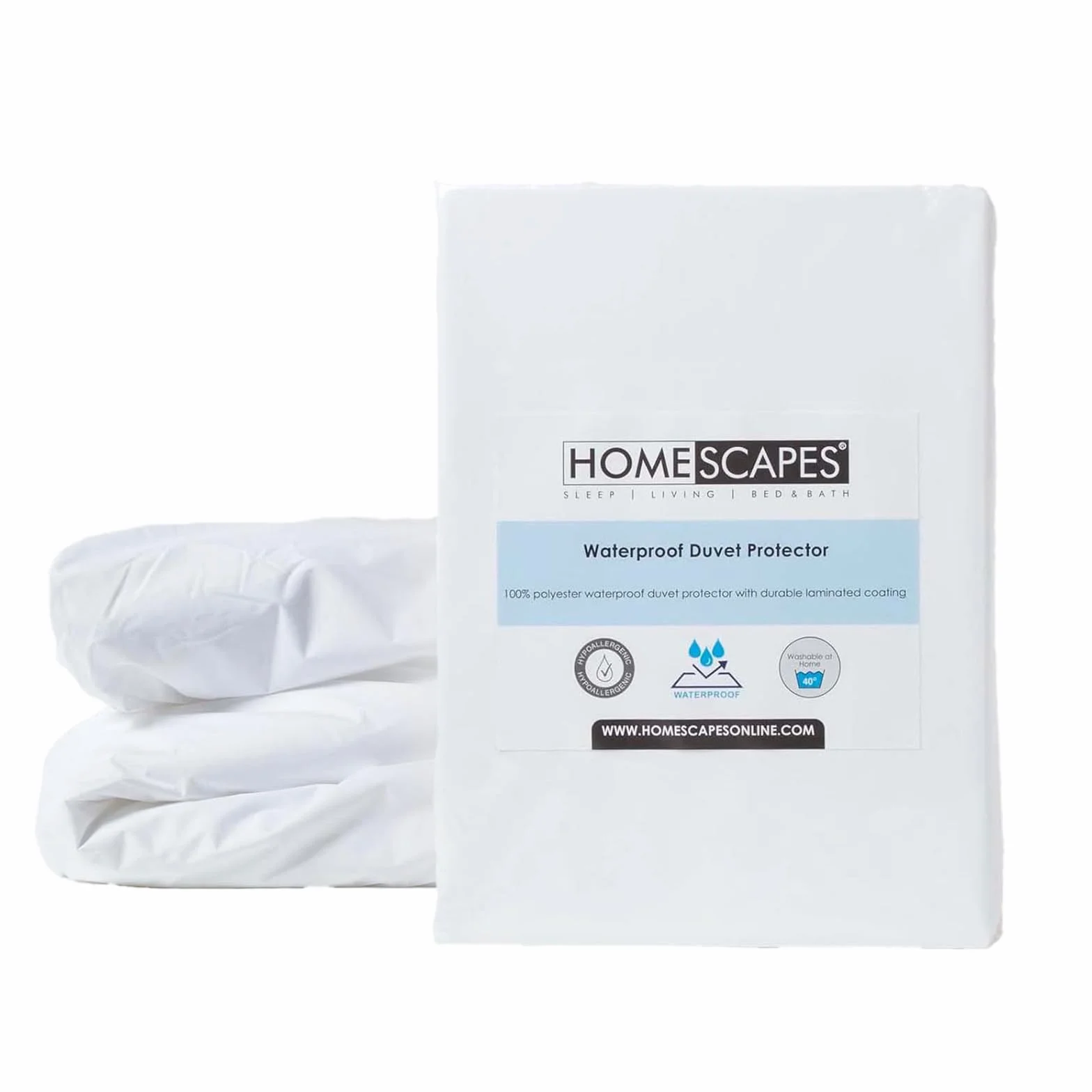 Homescapes King Size fornita Duvet Impermeabile della Copertura della Protezione, Bianco