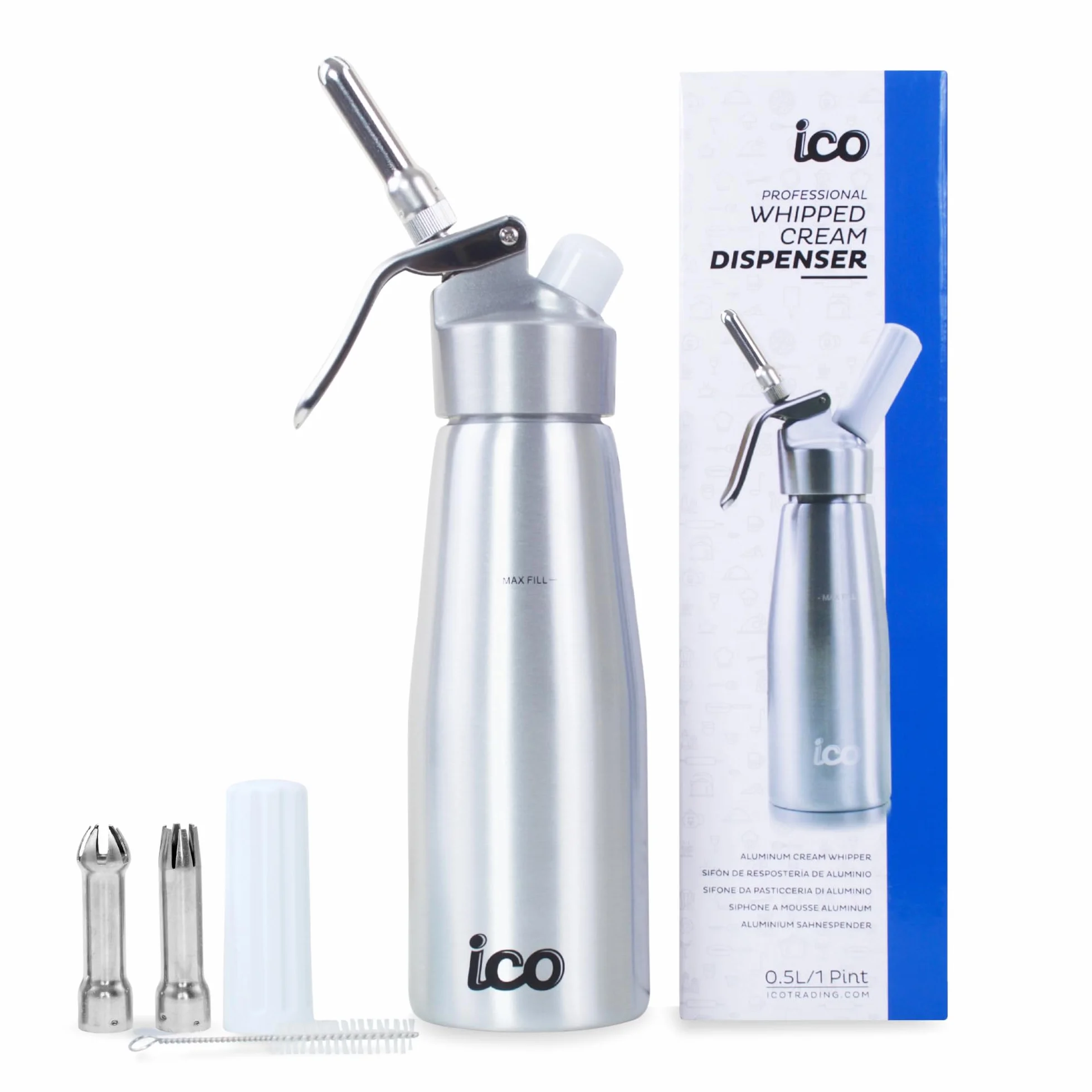 ICO 500ml Alluminio Sifone per Spume/Dosatori Panna e Creme Calde o Fredde